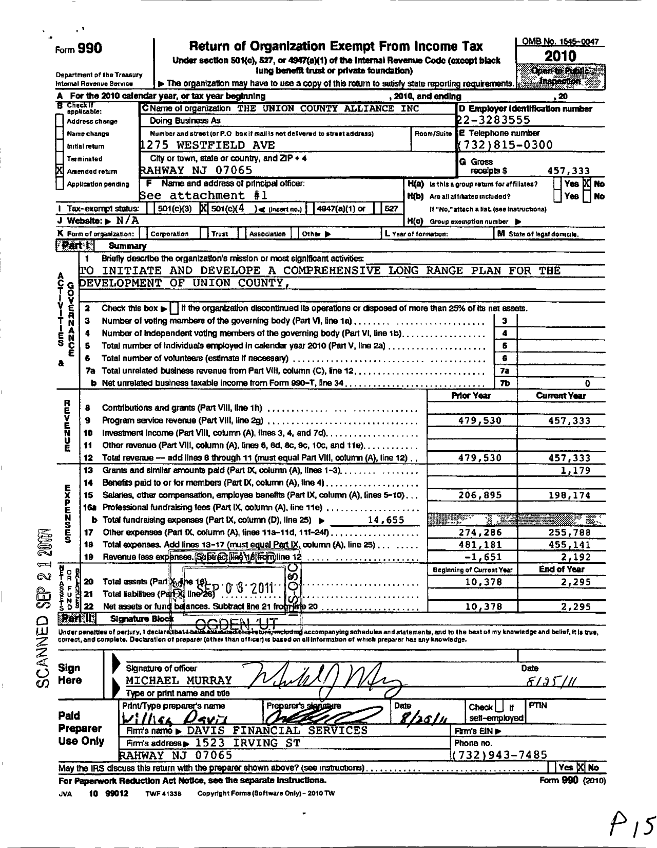 Image of first page of 2010 Form 990O for The Union County Alliance