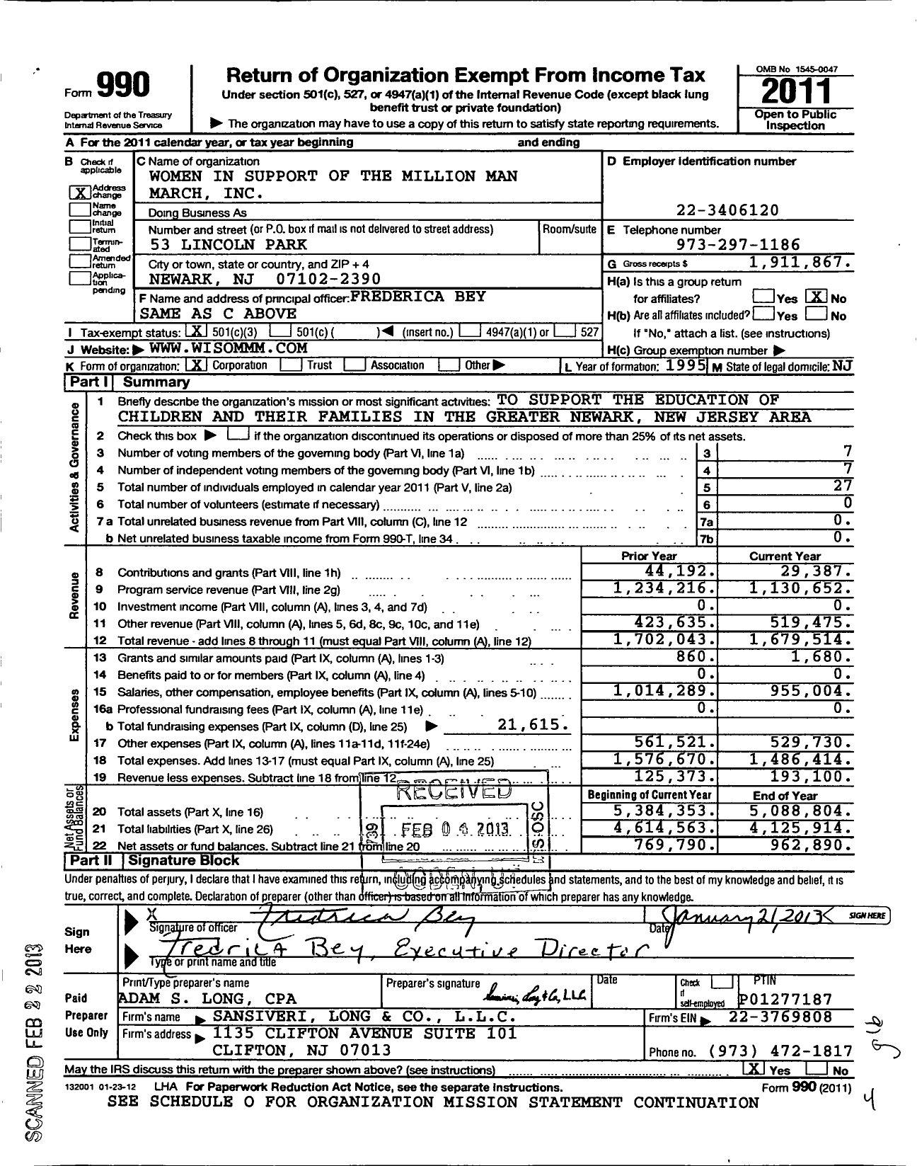 Image of first page of 2011 Form 990 for Ace Alliance