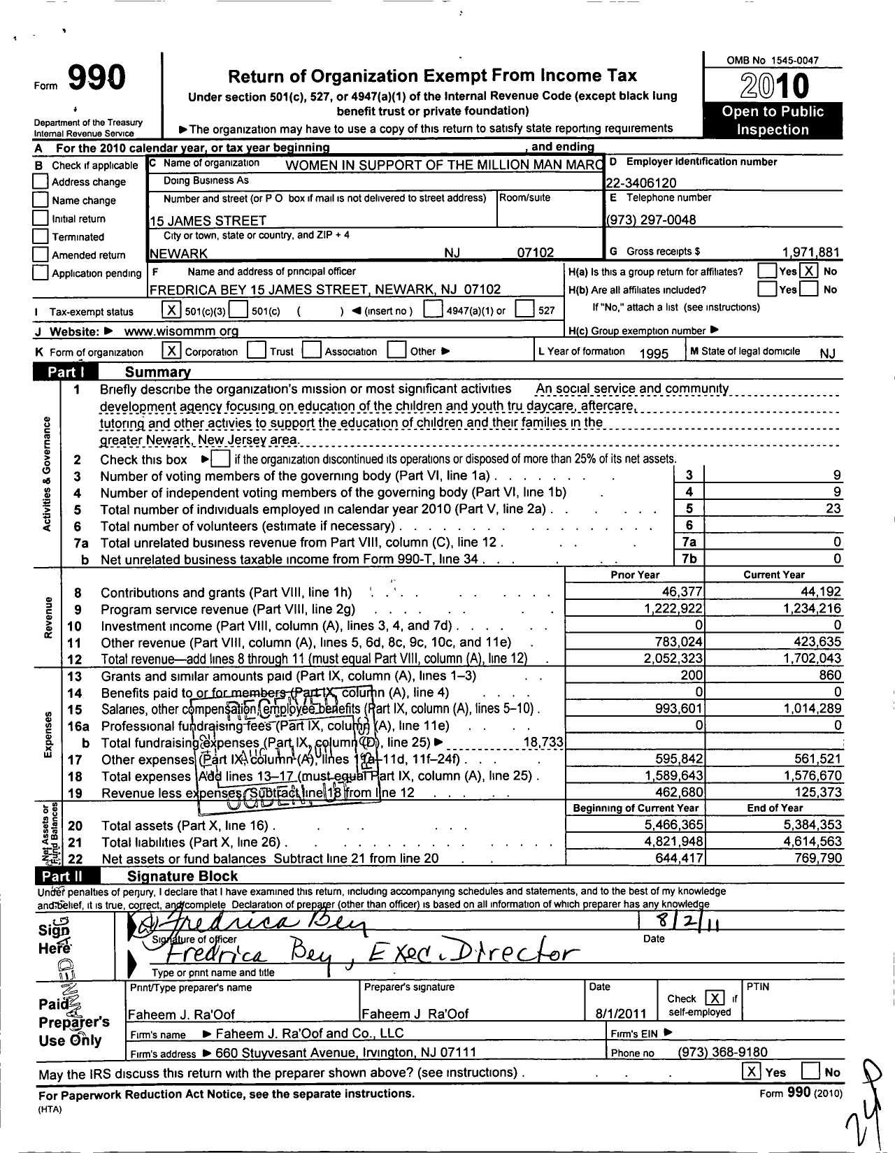Image of first page of 2010 Form 990 for Ace Alliance