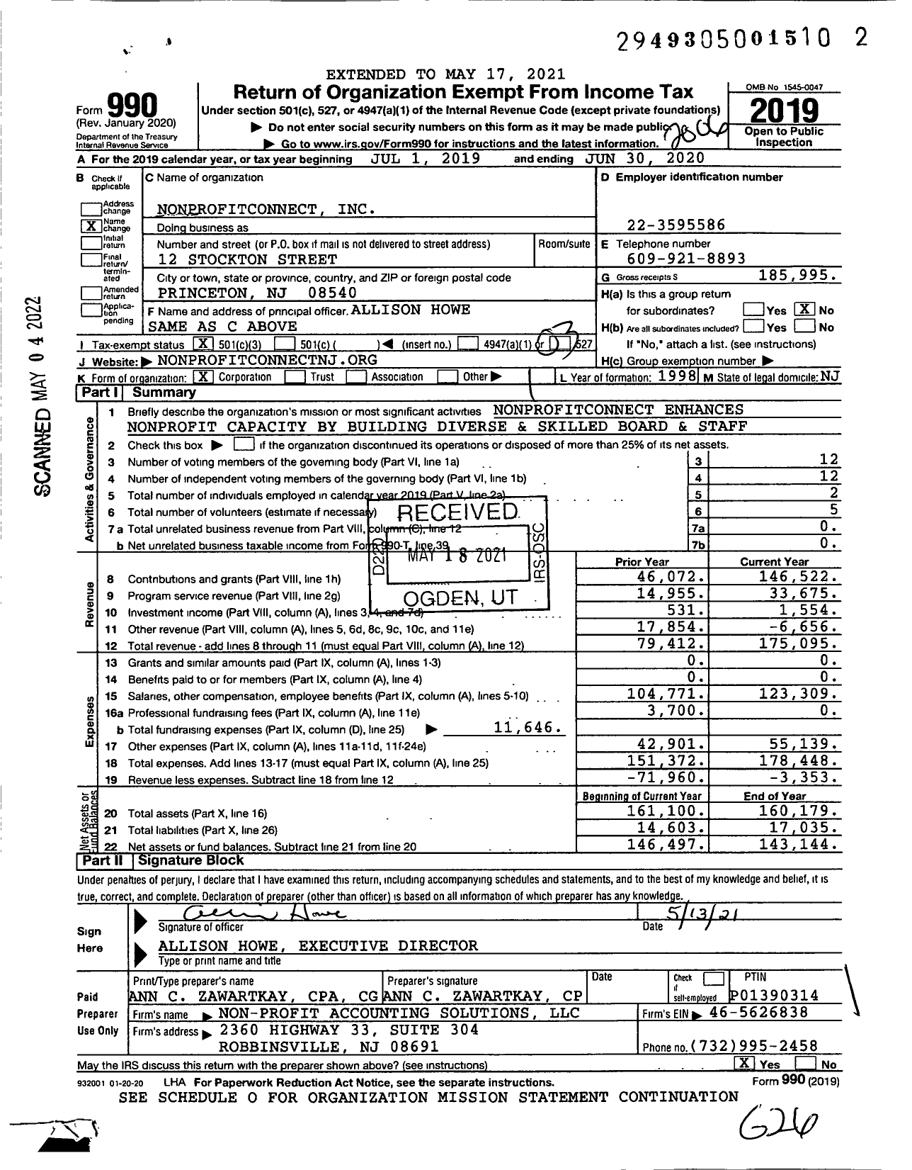 Image of first page of 2019 Form 990 for Nonprofitconnect