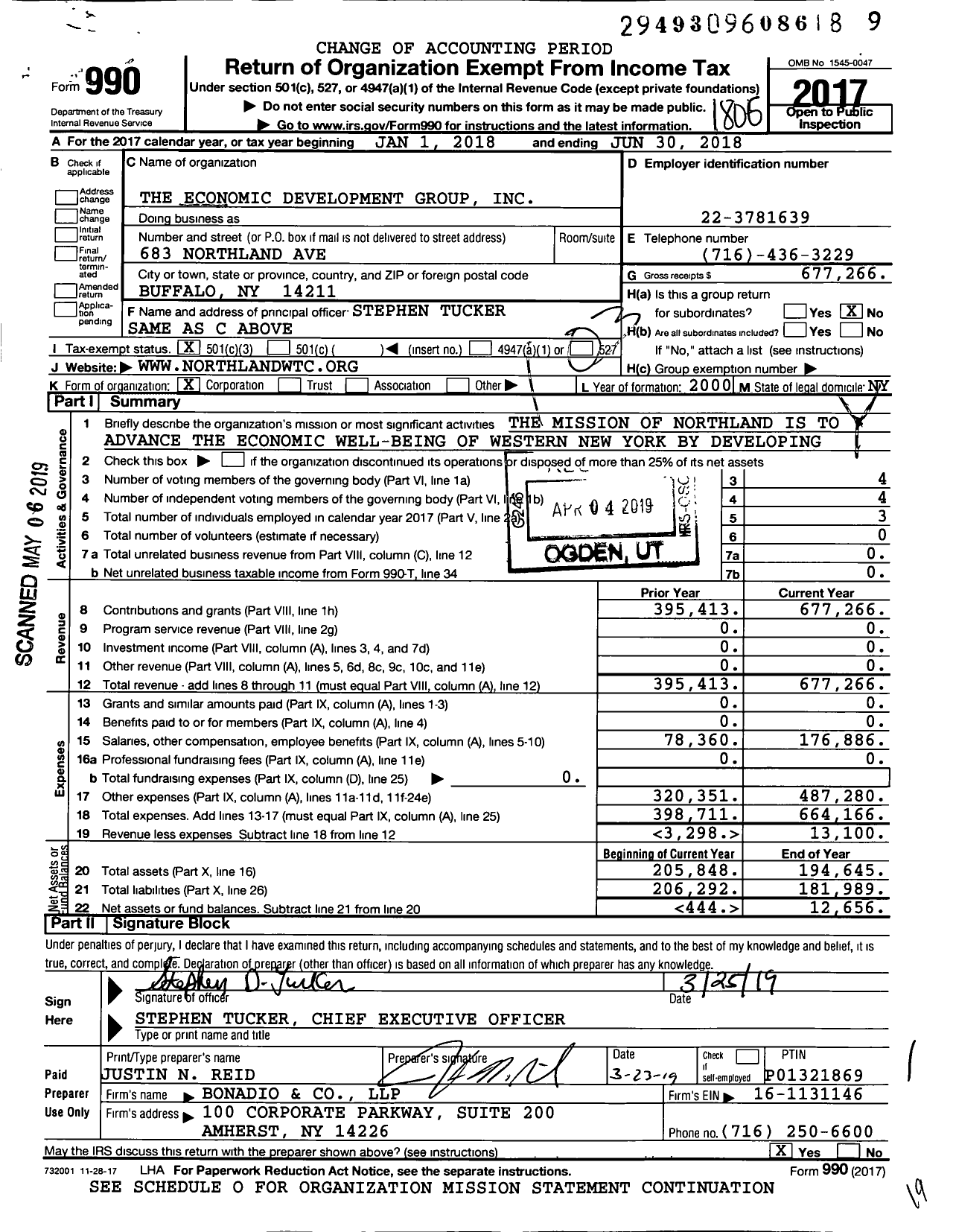 Image of first page of 2017 Form 990 for Northland Workforce Training Center