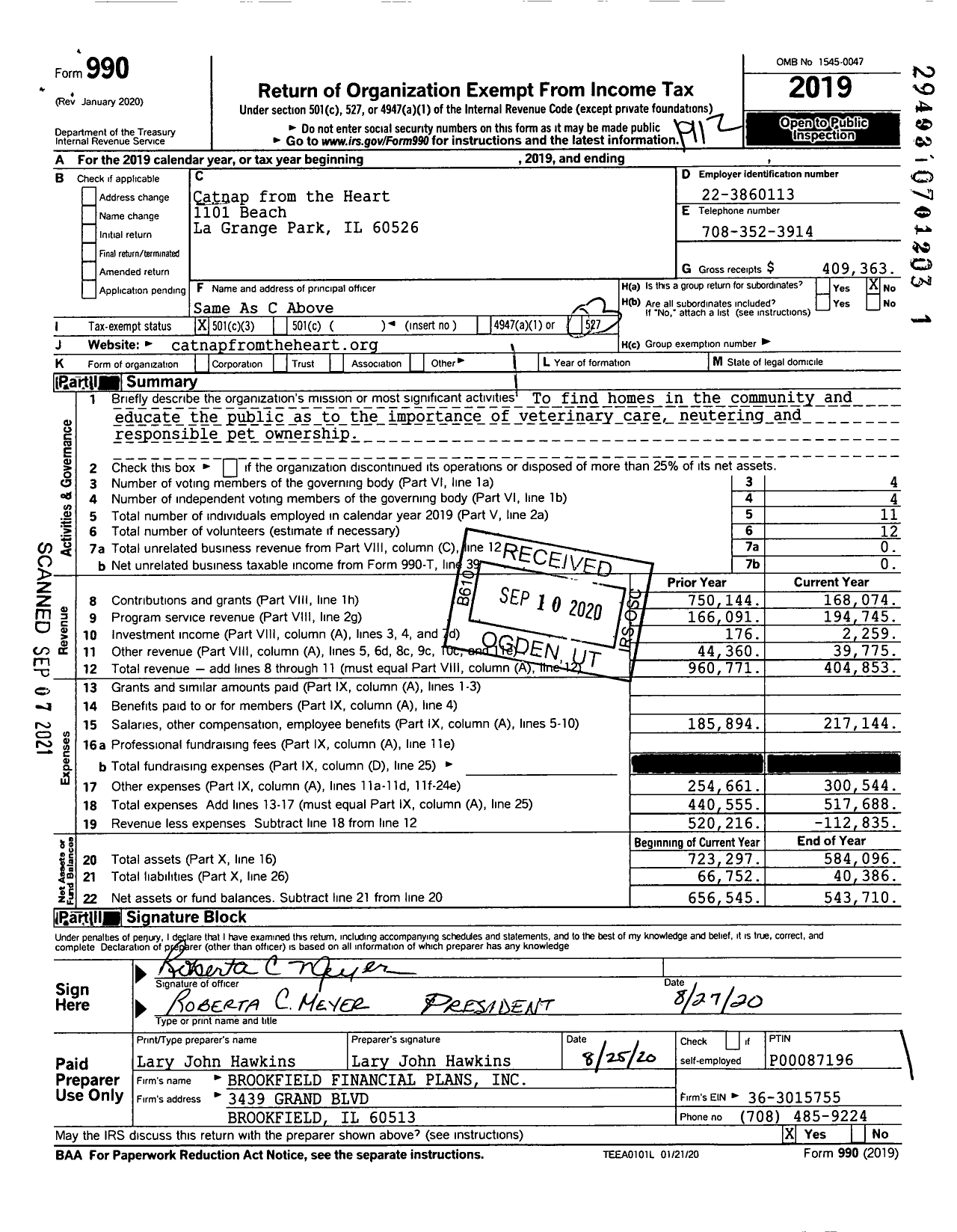 Image of first page of 2019 Form 990 for Catnap from the Heart
