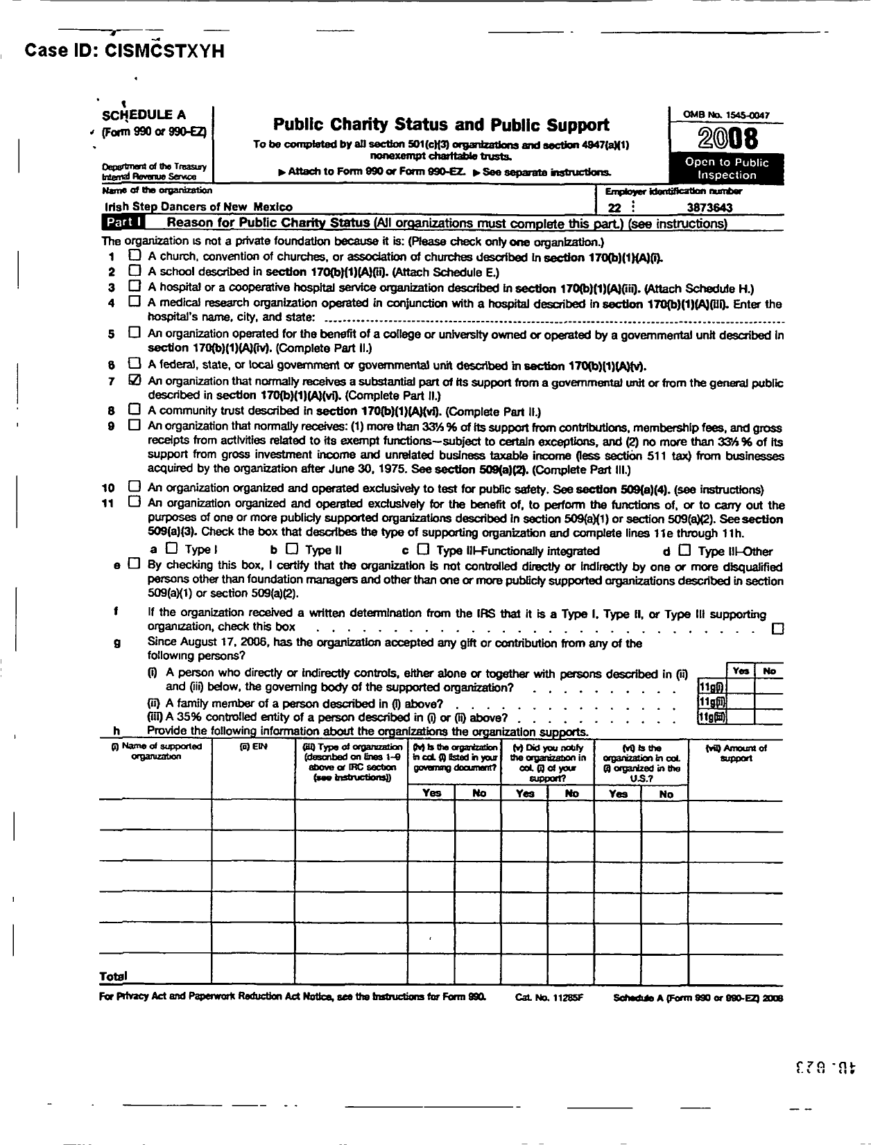 Image of first page of 2007 Form 990ER for Irish Step Dancers of New Mexico