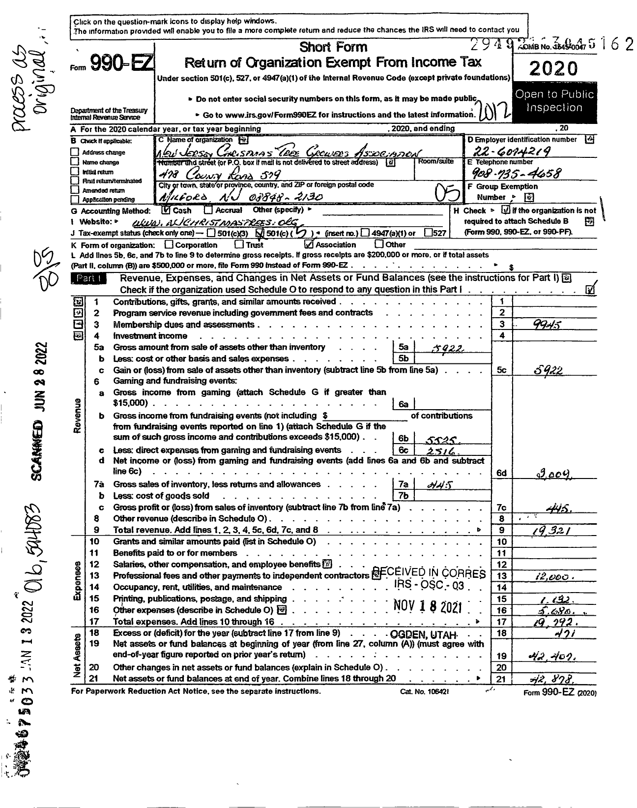 Image of first page of 2020 Form 990EO for Schumann Media Center