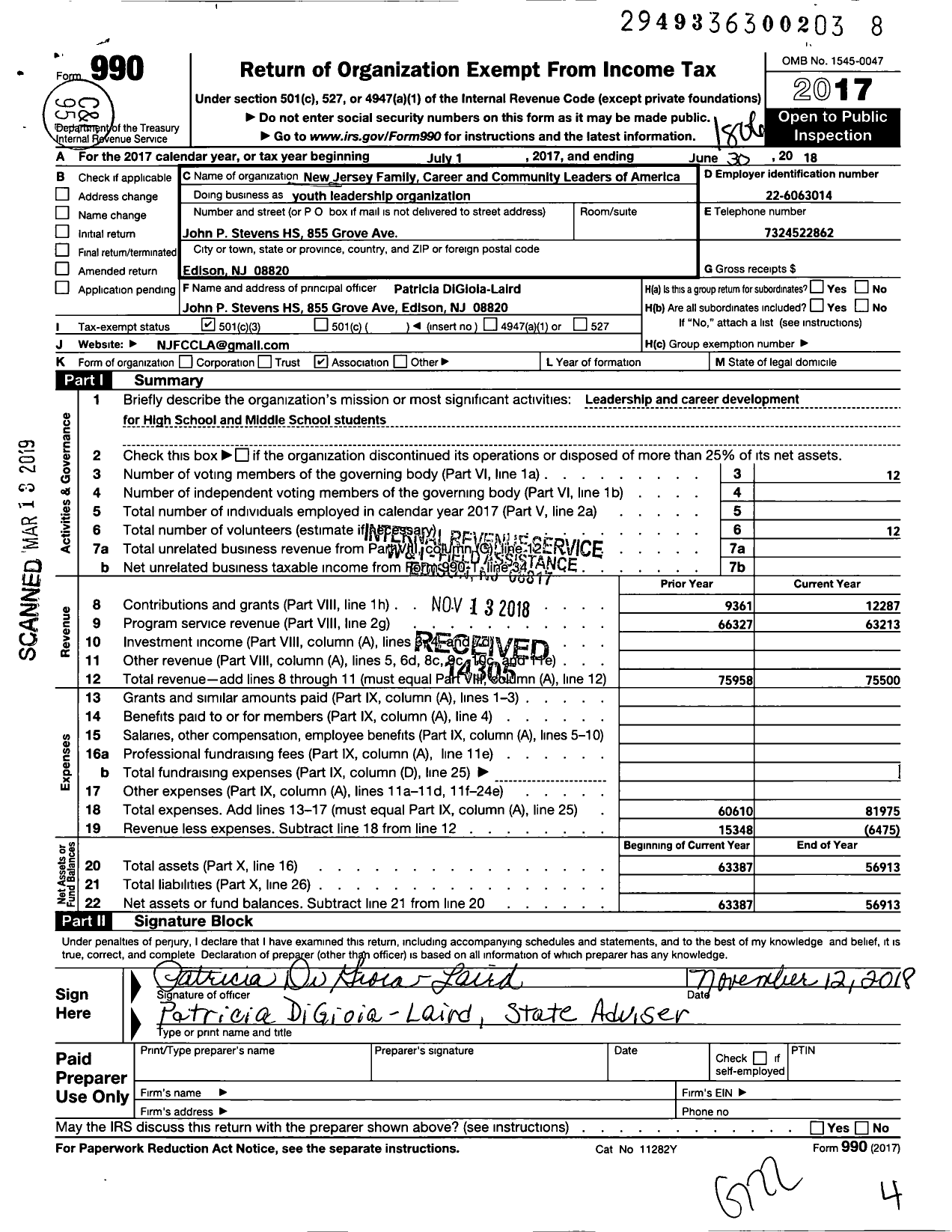 Image of first page of 2017 Form 990 for A Youth Leadership Organization