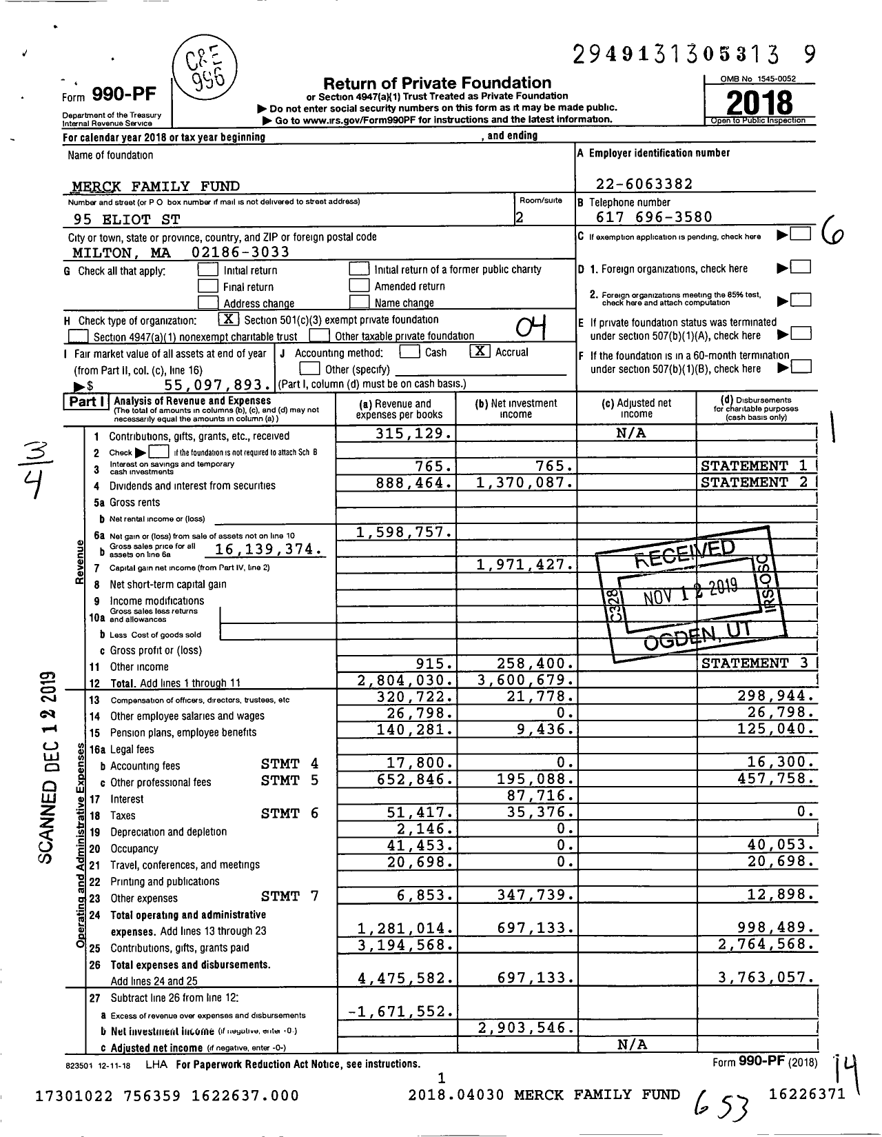 Image of first page of 2018 Form 990PF for Merck Family Fund