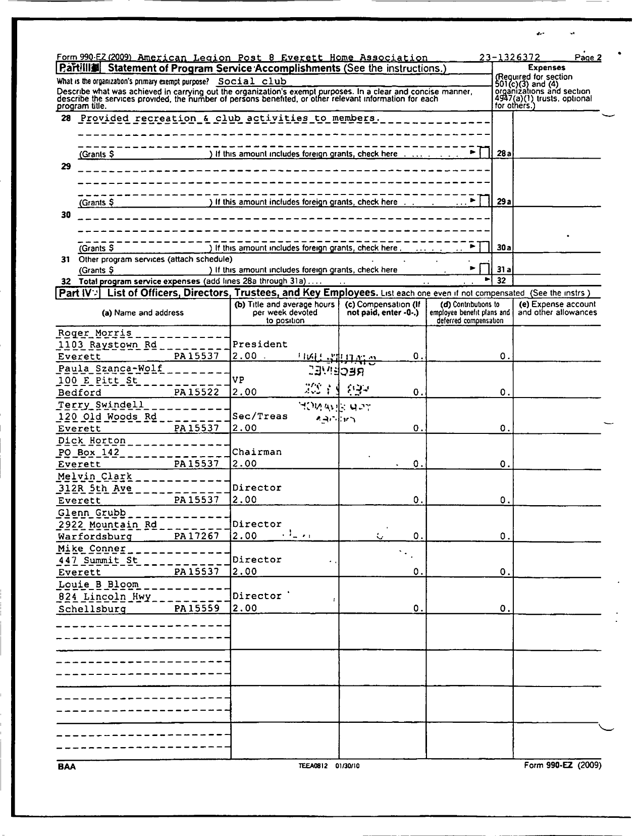 Image of first page of 2009 Form 990EOR for American Legion Post 8 Everett