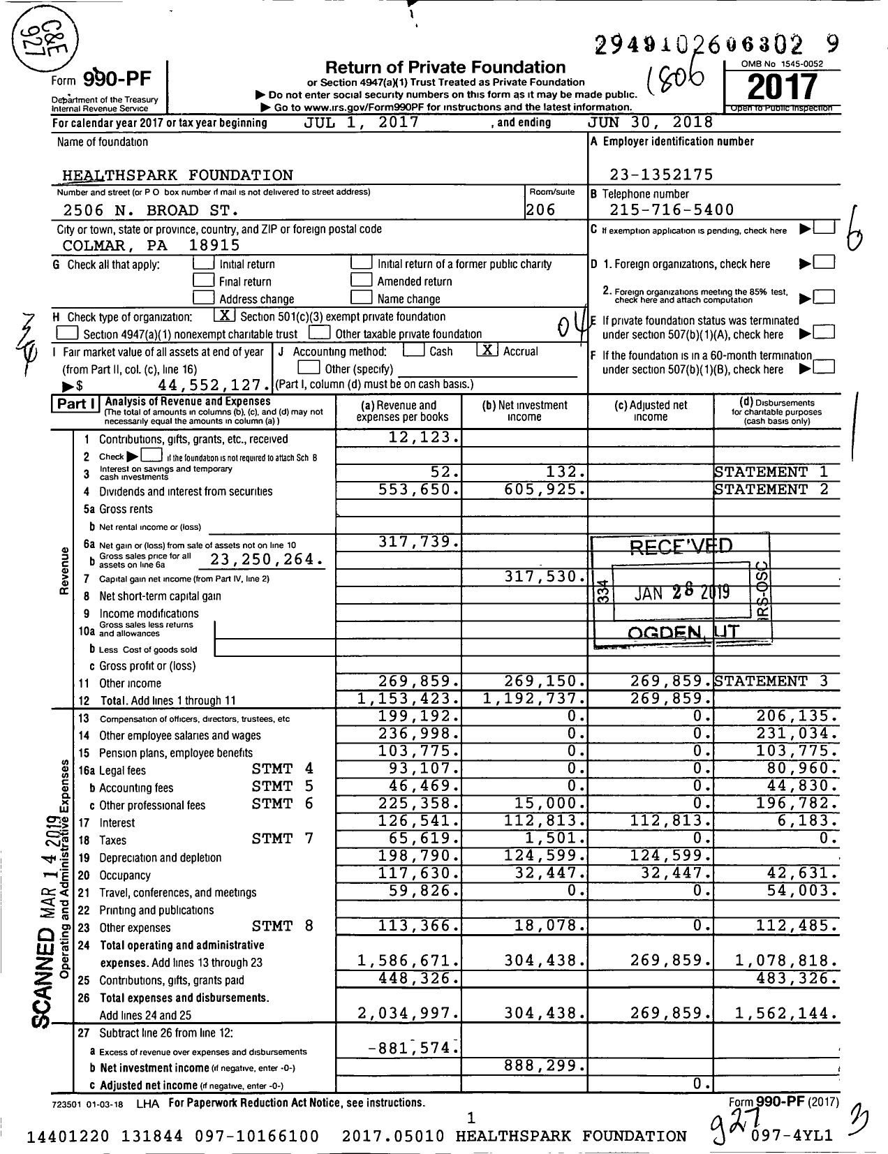 Image of first page of 2017 Form 990PF for North Penn Community Health Foundation (NPCHF)