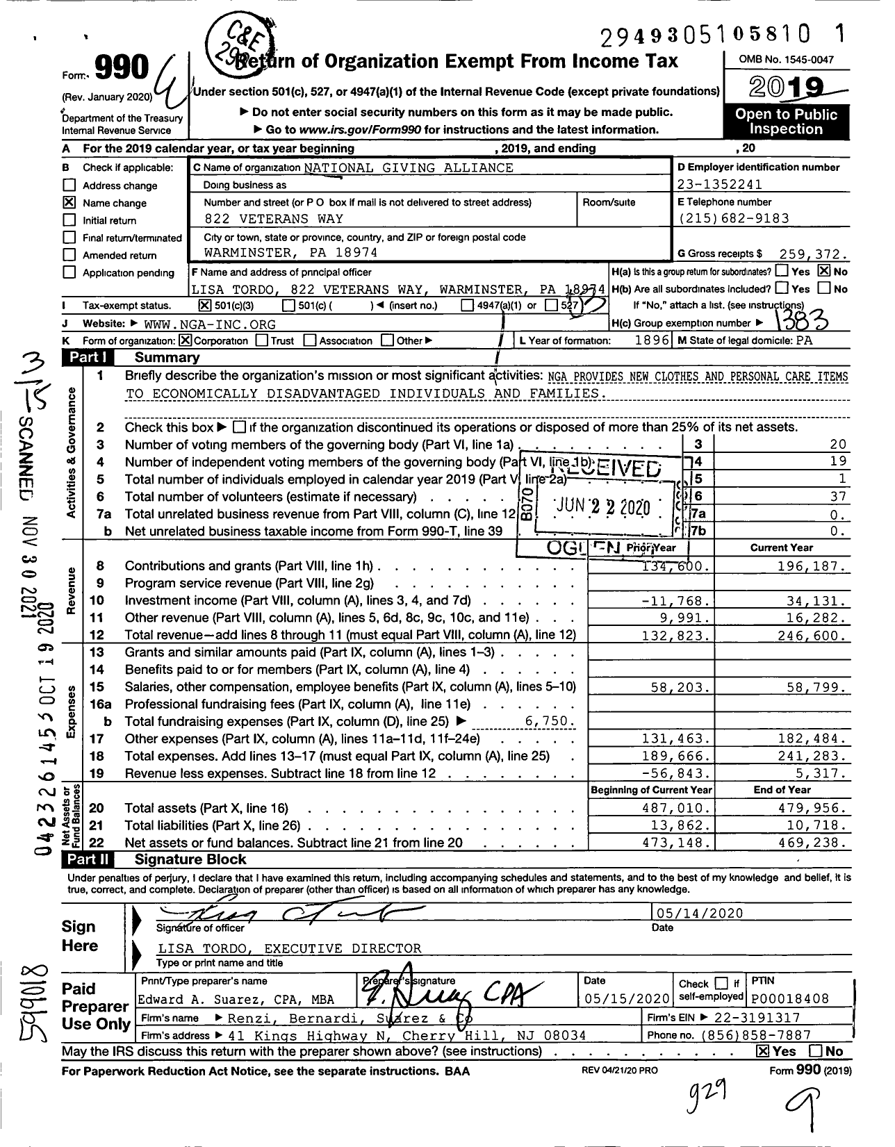 Image of first page of 2019 Form 990 for National Giving Alliance