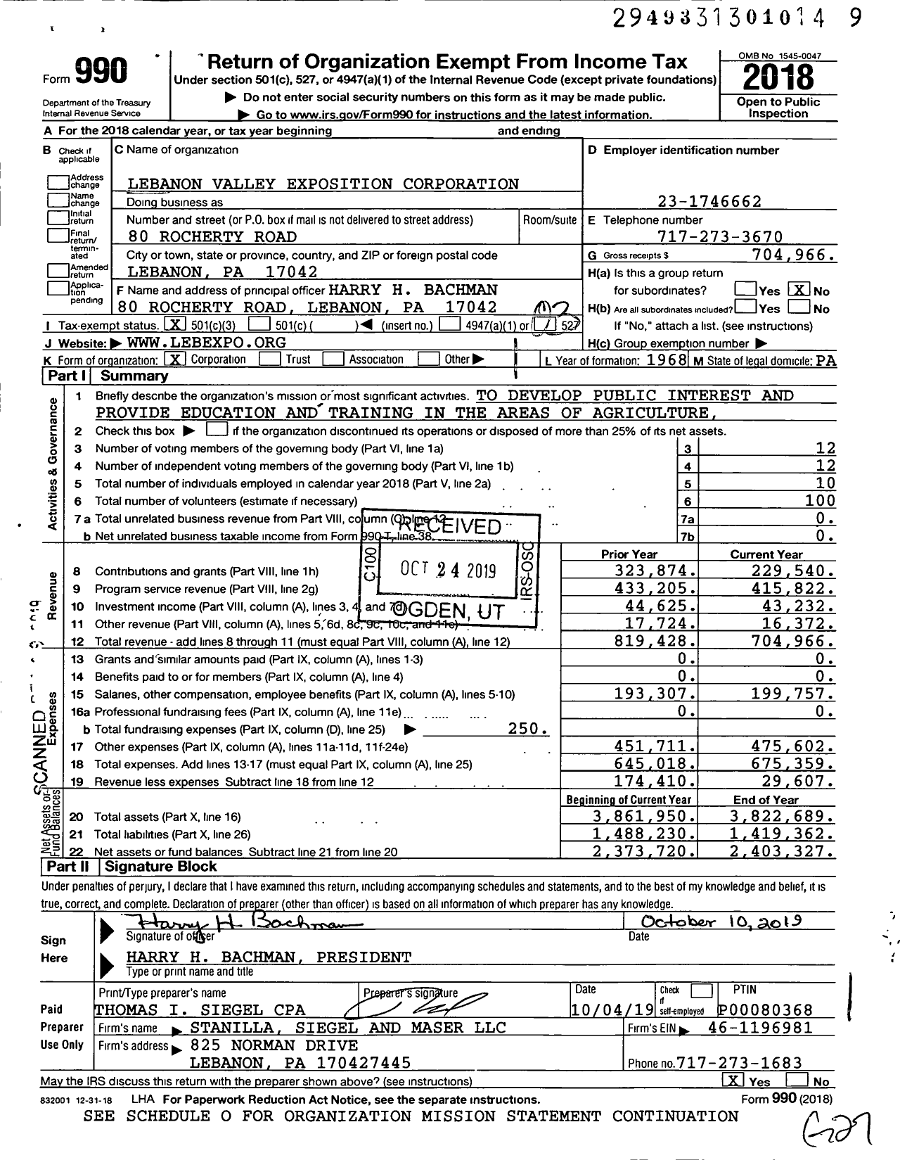 Image of first page of 2018 Form 990 for Lebanon Valley Exposition Center & Fairgrounds