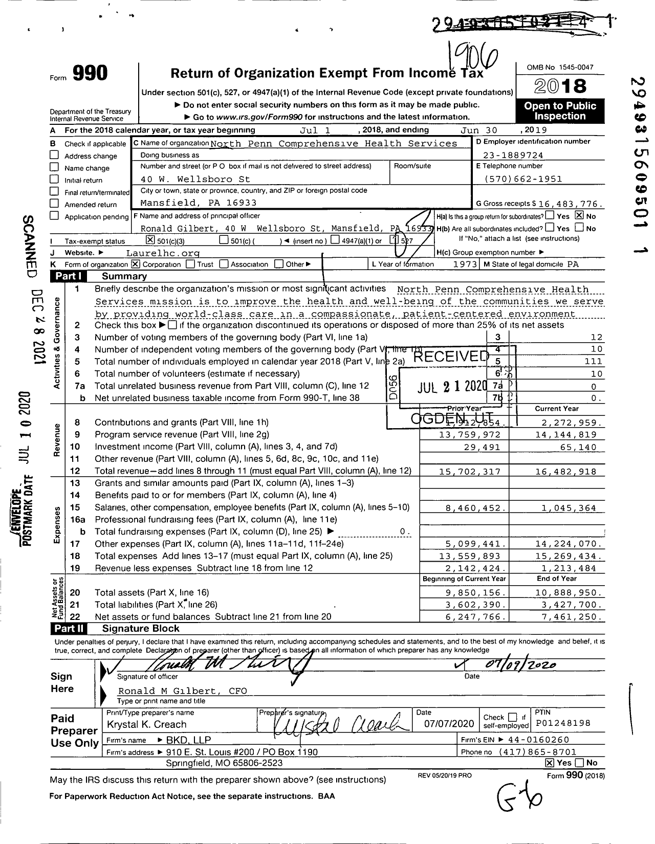 Image of first page of 2018 Form 990 for Laurel Health Centers
