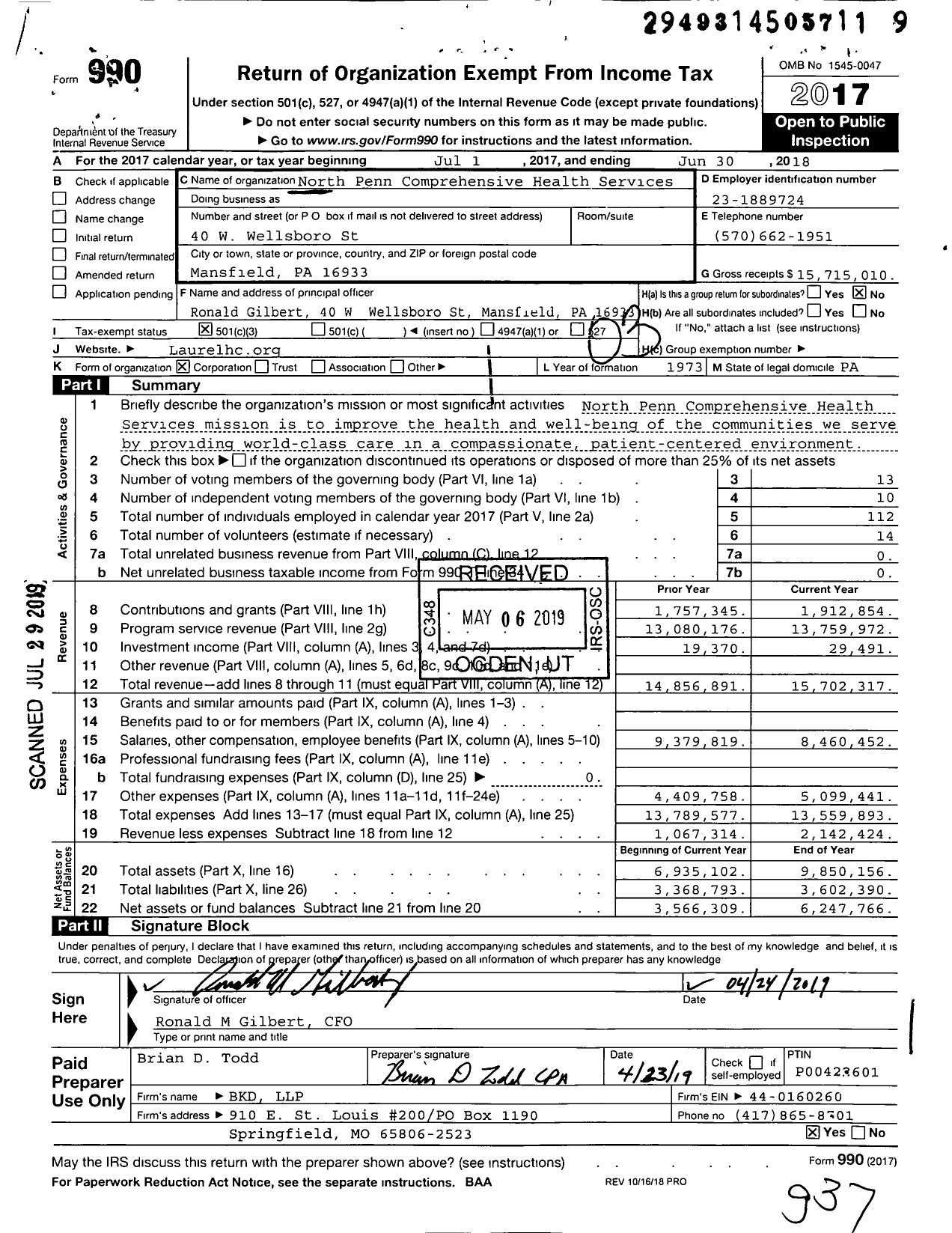 Image of first page of 2017 Form 990 for Laurel Health Centers