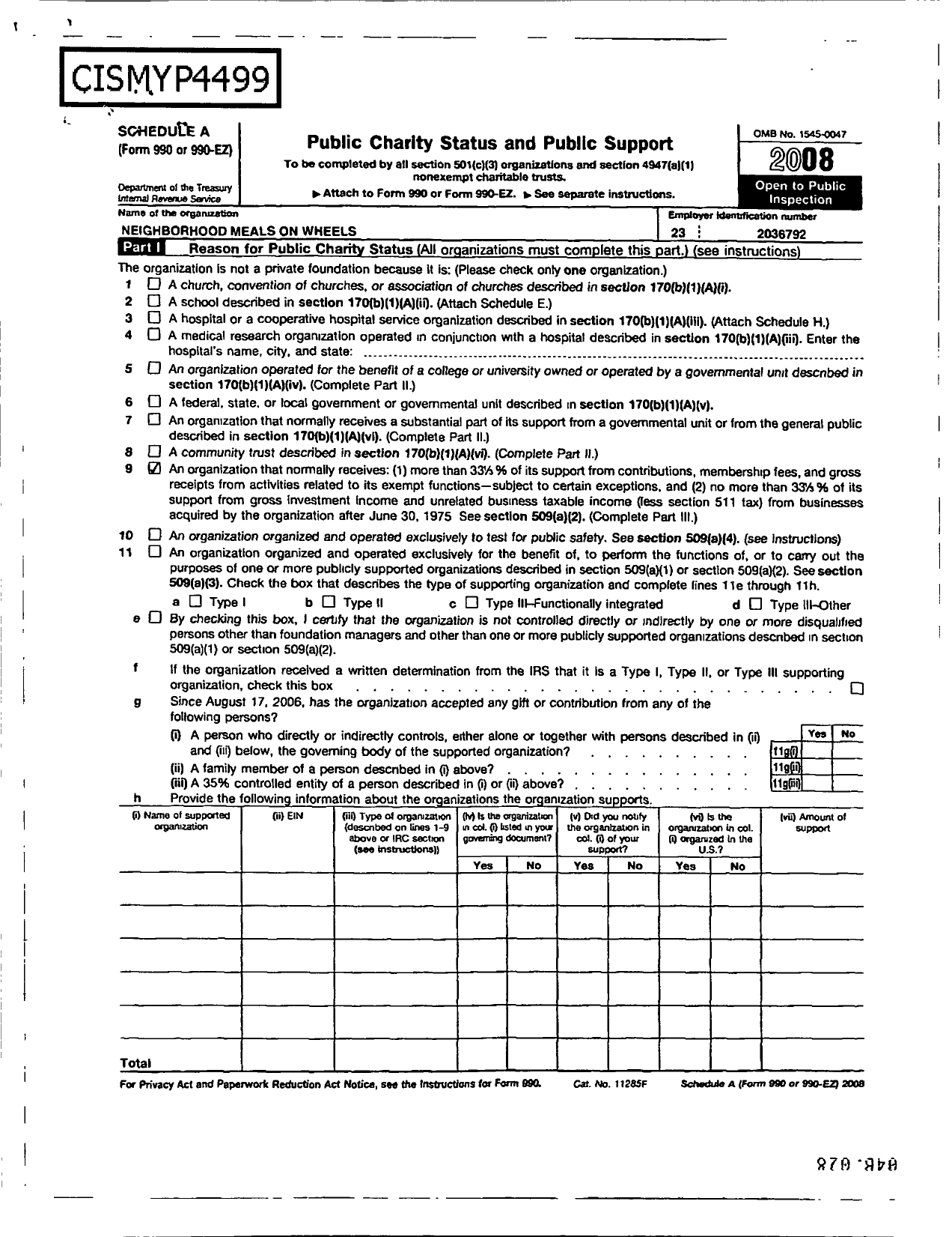 Image of first page of 2008 Form 990ER for Neighborhood Meals on Wheels