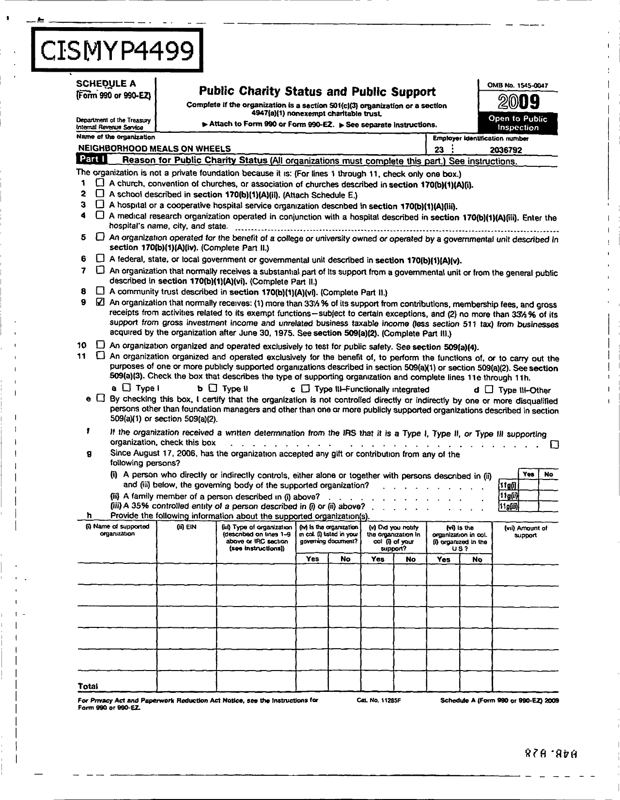 Image of first page of 2009 Form 990ER for Neighborhood Meals on Wheels