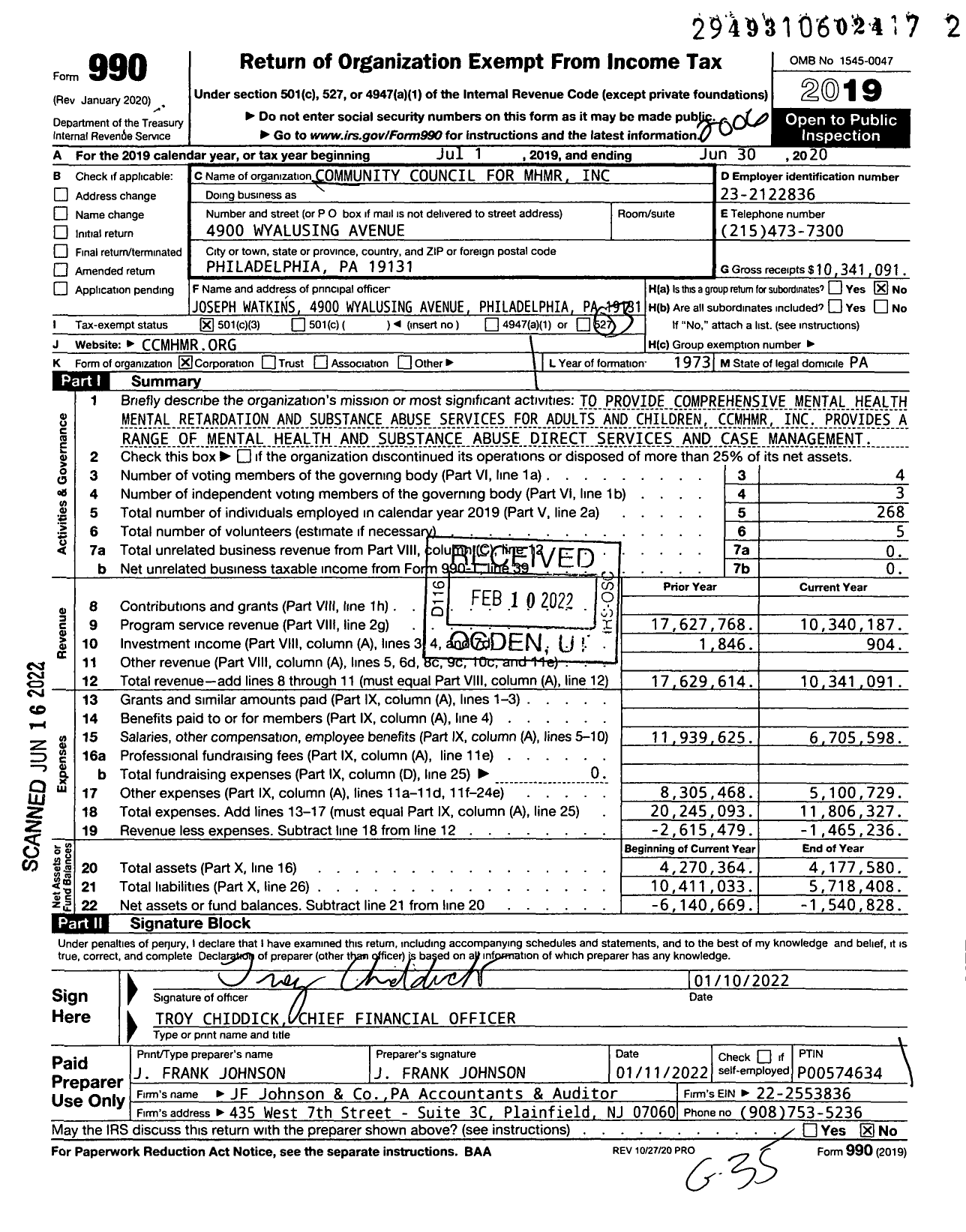 Image of first page of 2019 Form 990 for Community Council Health Systems (CCHS)