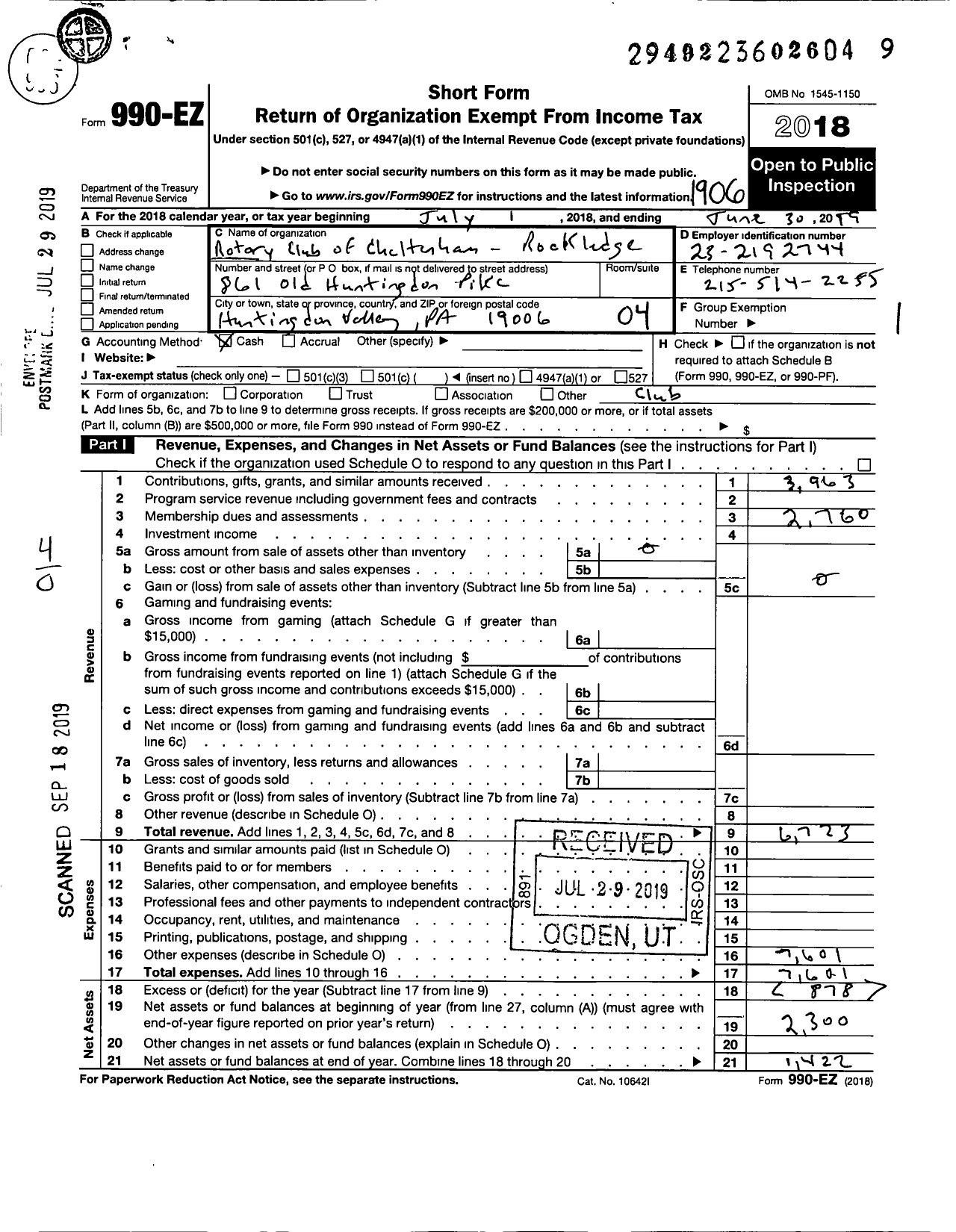 Image of first page of 2018 Form 990EO for Lebanon Bible Fellowship Church