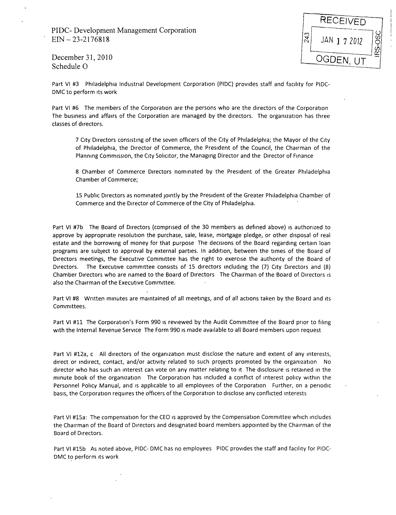 Image of first page of 2010 Form 990OR for PIDC-Developement Management Corporation