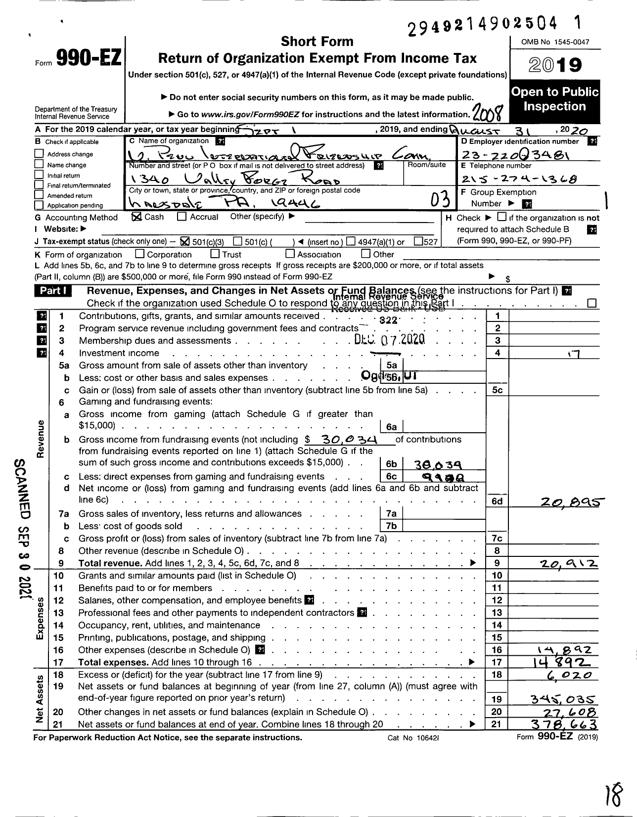 Image of first page of 2019 Form 990EZ for North Penn International Friendship Committee