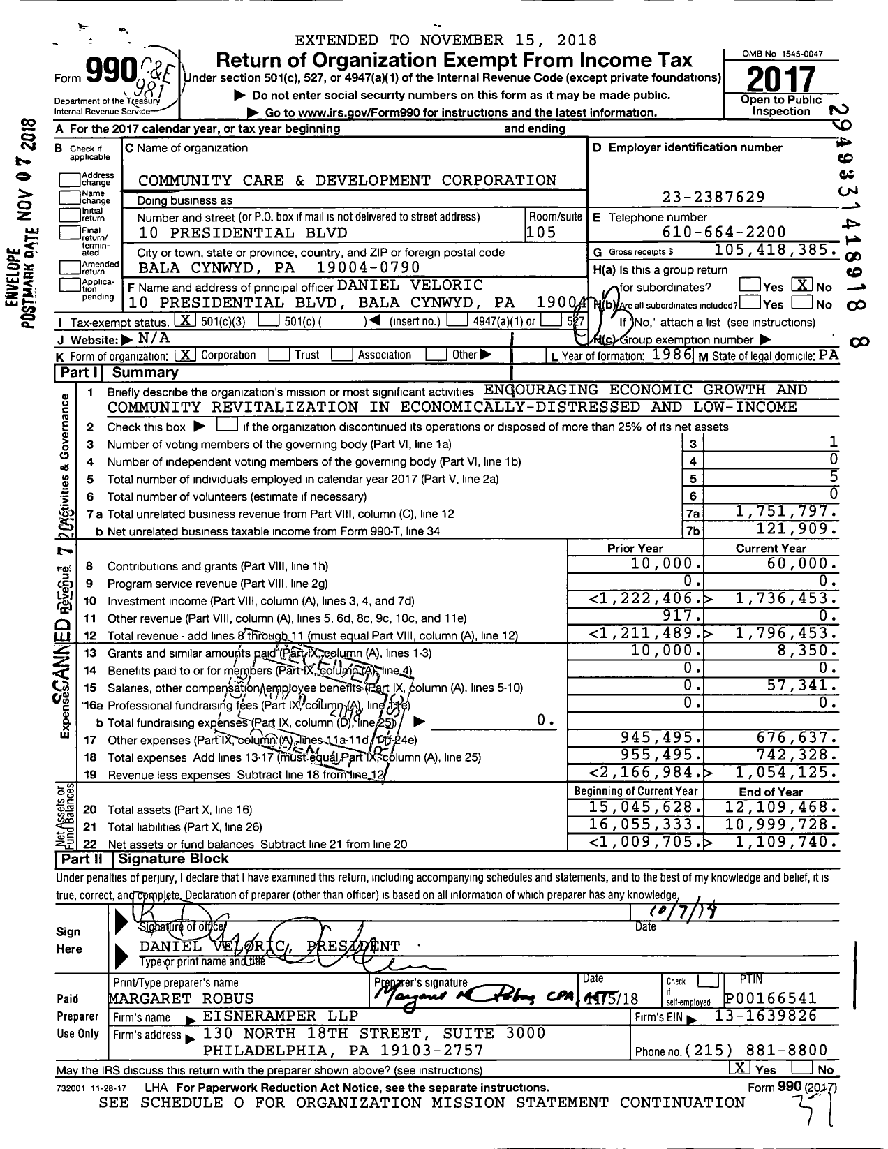 Image of first page of 2017 Form 990 for The Veloric Foundation