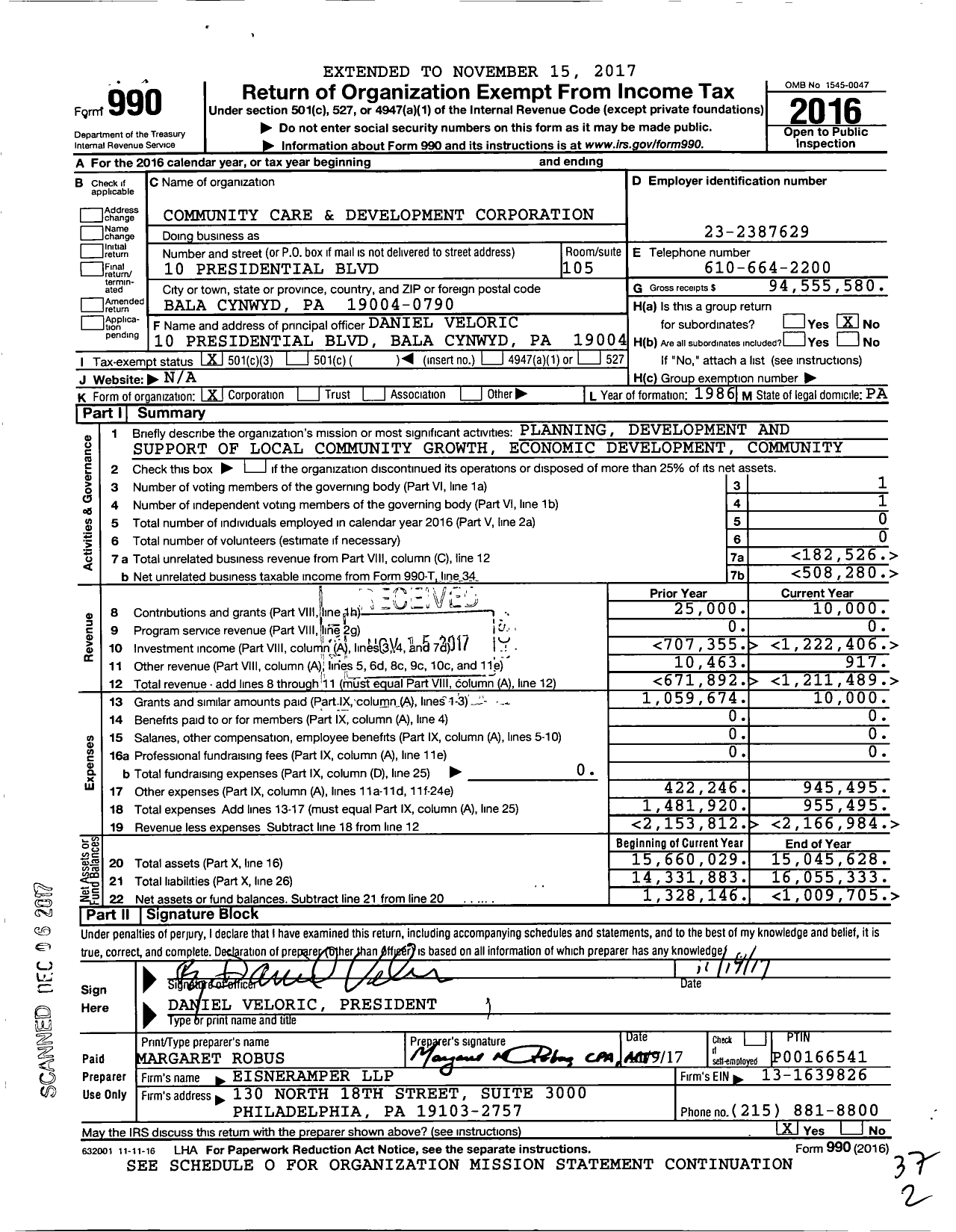 Image of first page of 2016 Form 990 for The Veloric Foundation