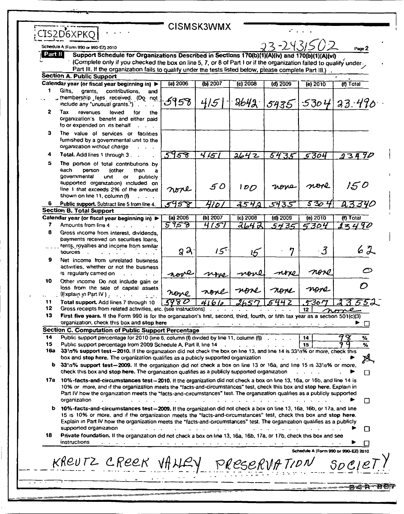 Image of first page of 2010 Form 990ER for Kreutz Creek Valley Preservation Society