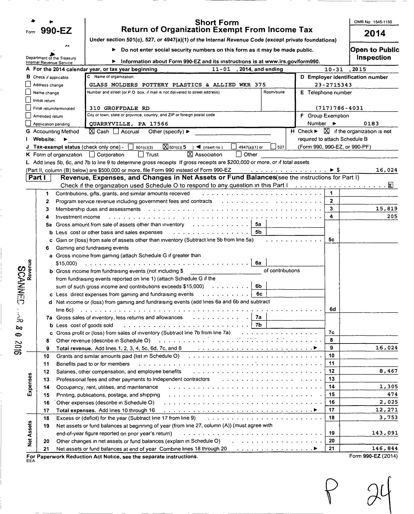 Image of first page of 2014 Form 990EO for United Steelworkers - 375m United Steelworkers Local