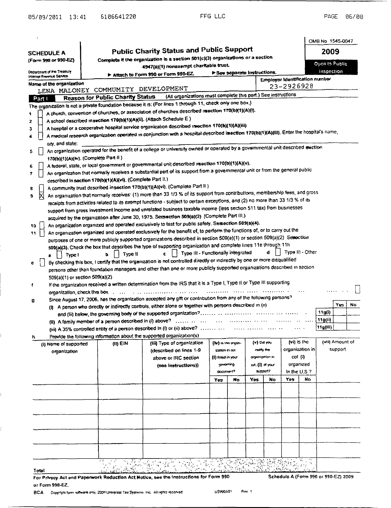 Image of first page of 2008 Form 990R for Lena Maloney Community Development Center