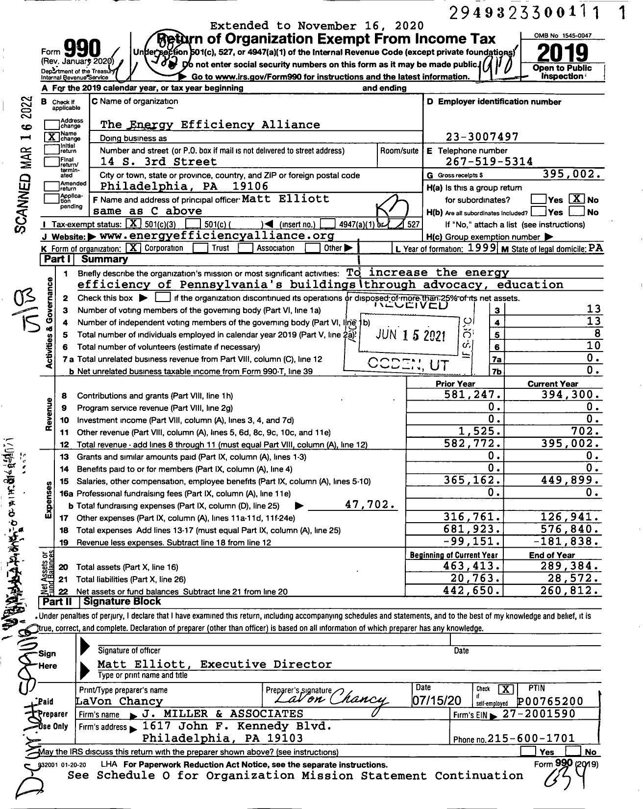 Image of first page of 2019 Form 990 for The Energy Efficiency Alliance