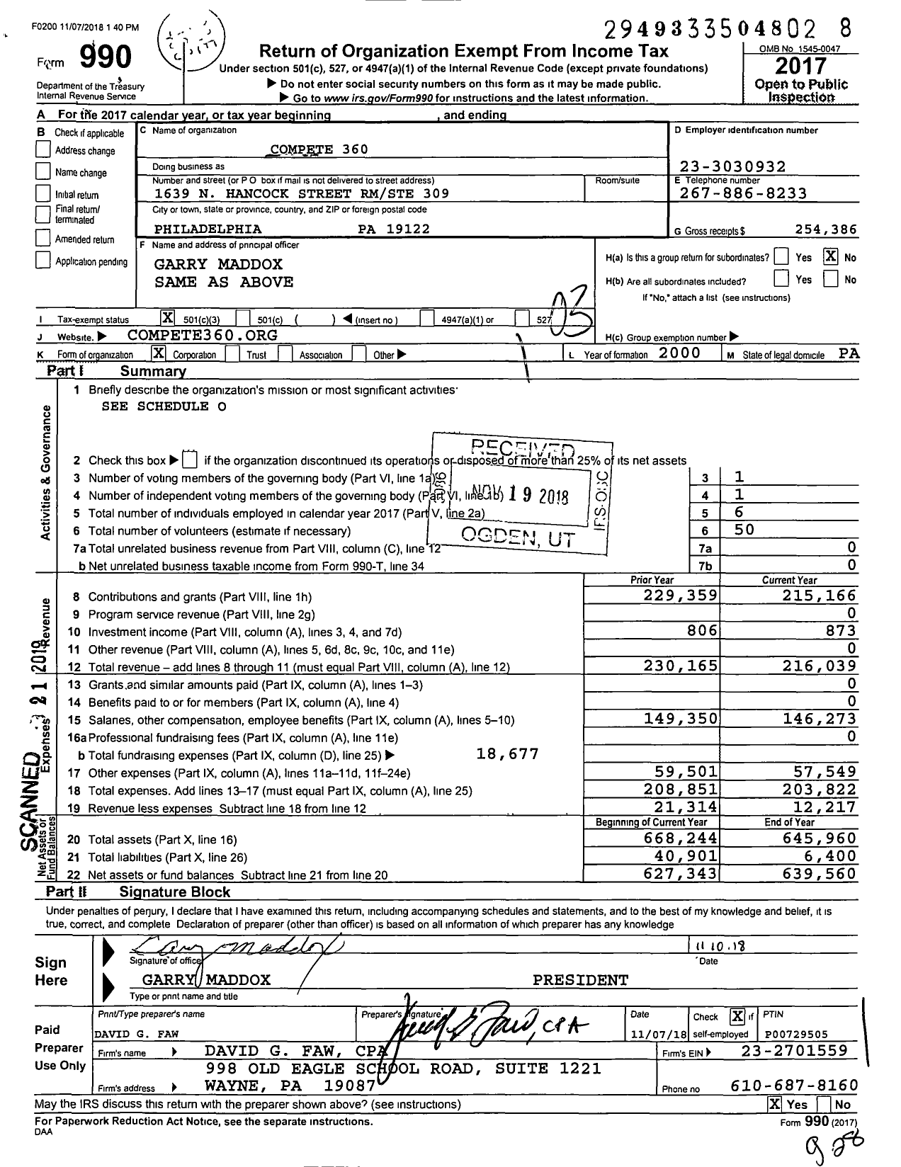 Image of first page of 2017 Form 990 for Compete 360