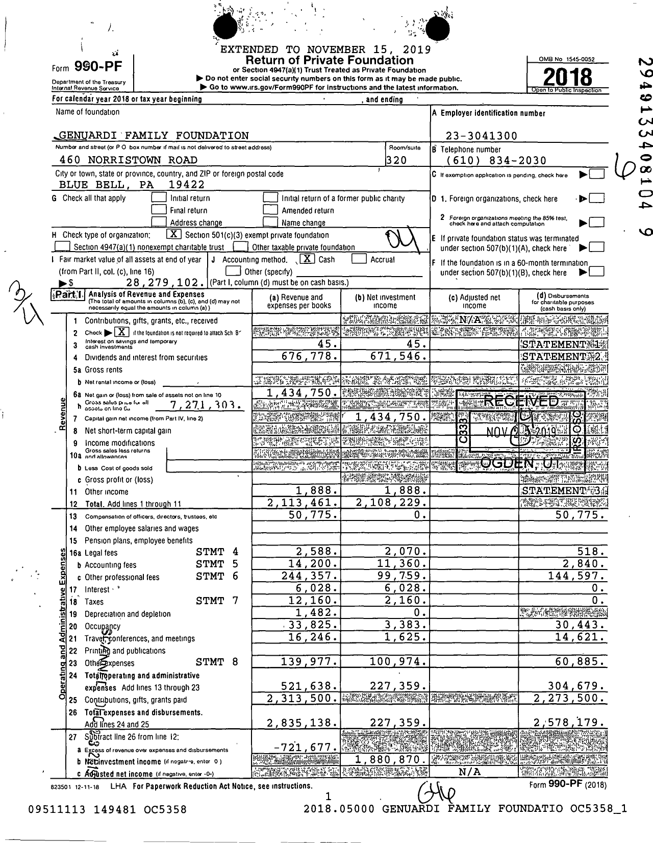 Image of first page of 2018 Form 990PF for Genuardi Family Foundation