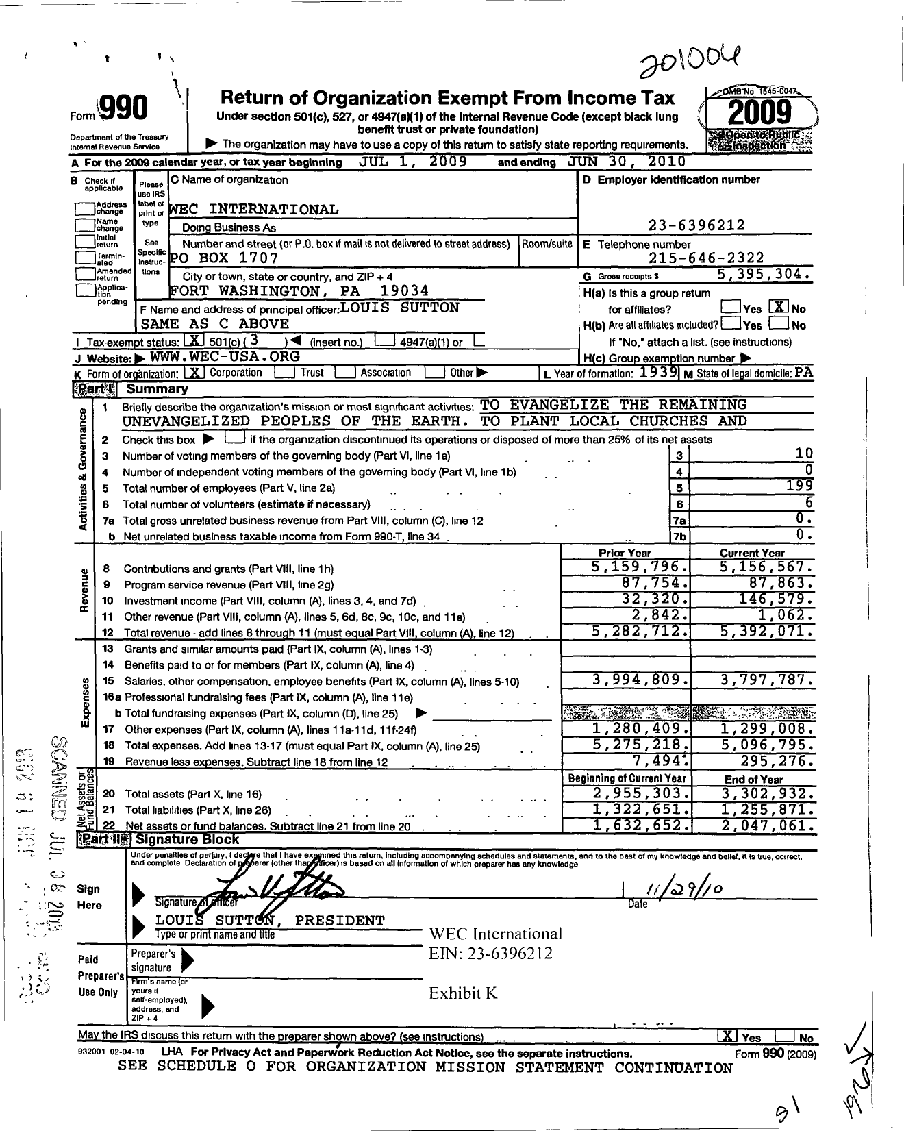 Image of first page of 2011 Form 990 for Wec International (WEC)