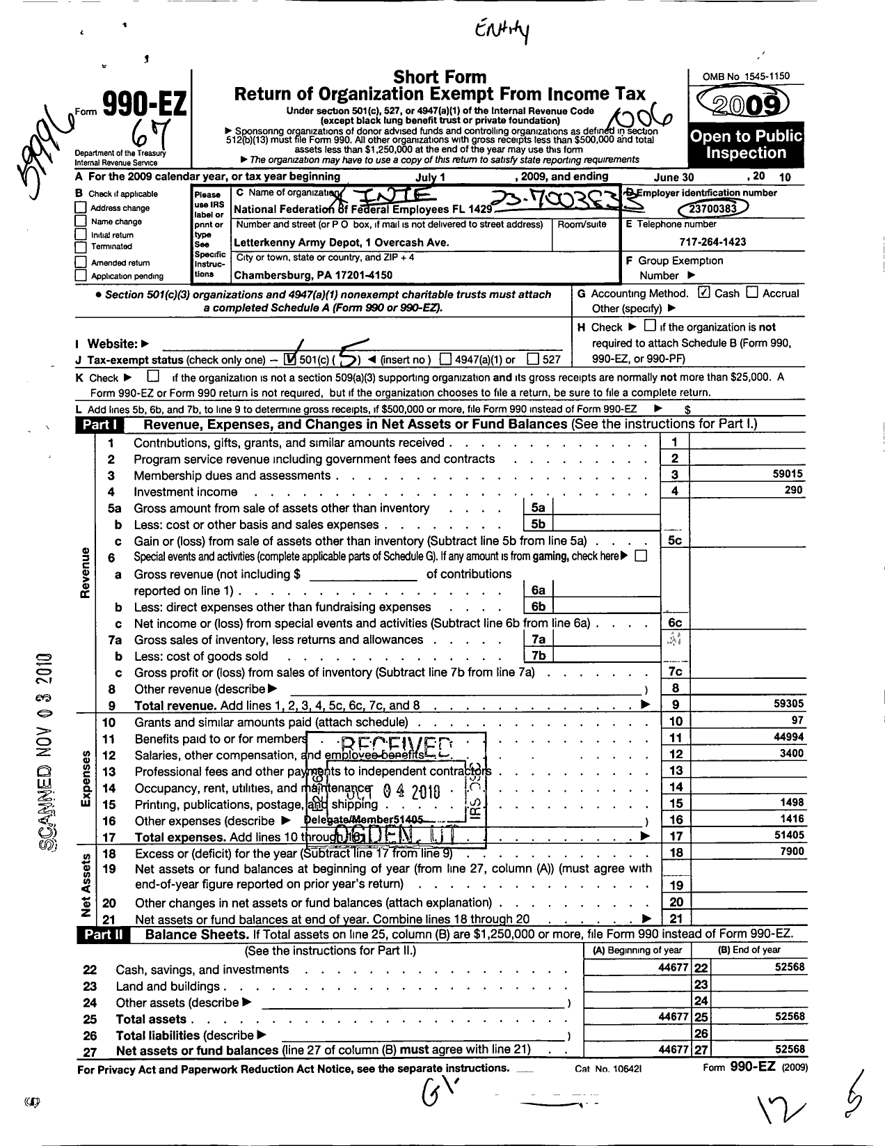 Image of first page of 2009 Form 990EO for International Association of Machinists and Aerospace Workers - 1429 FL