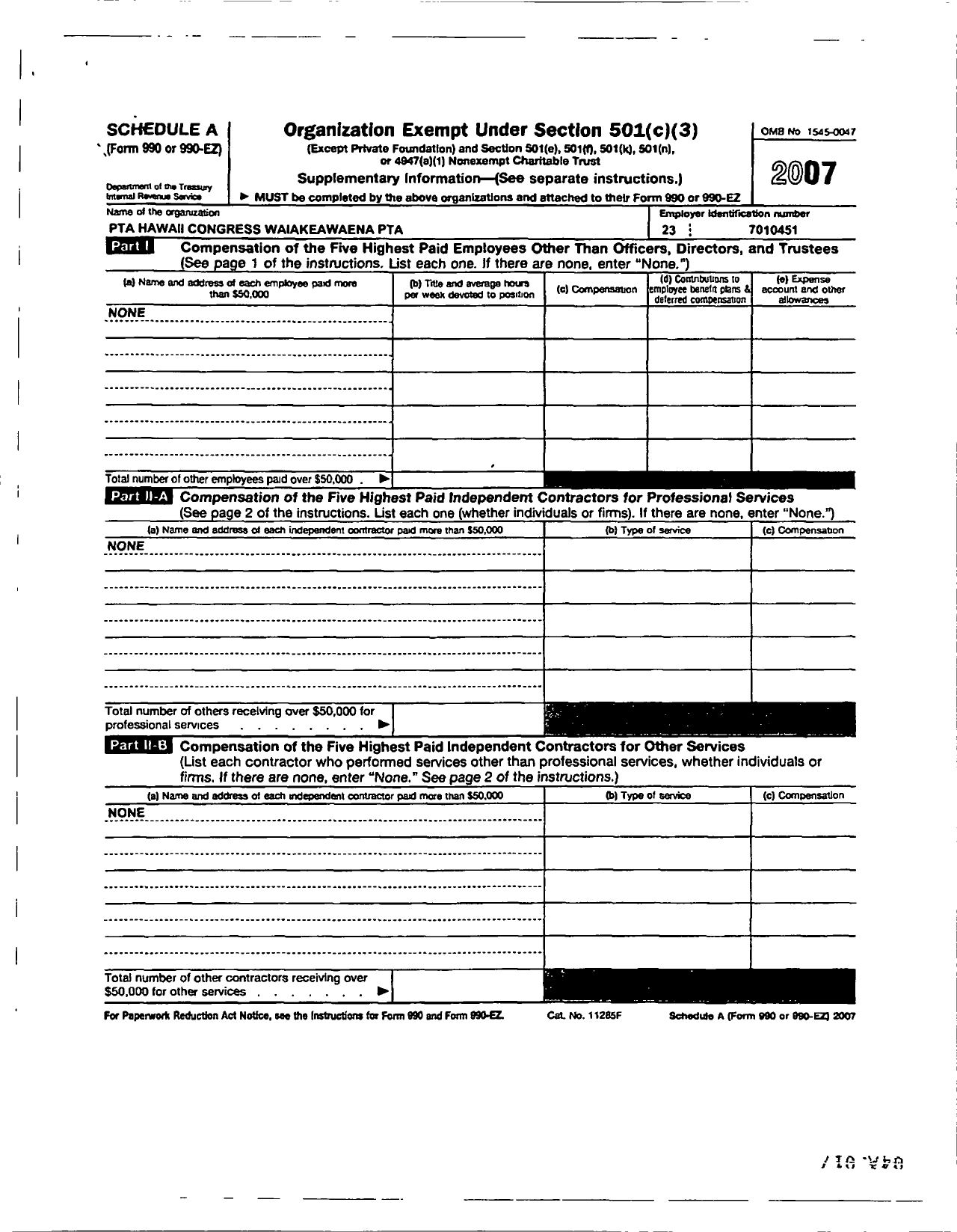 Image of first page of 2008 Form 990ER for PTA Hawaii Congress / Waiakeawaena PTA