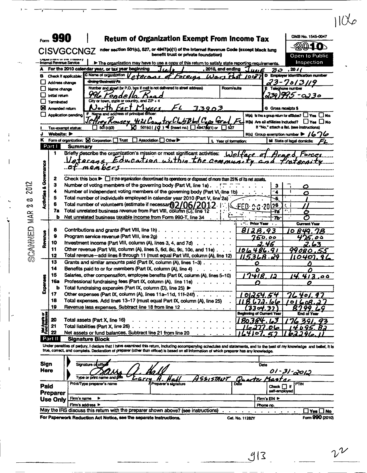 Image of first page of 2010 Form 990O for CSM George Brodsky Memorial Post 10127