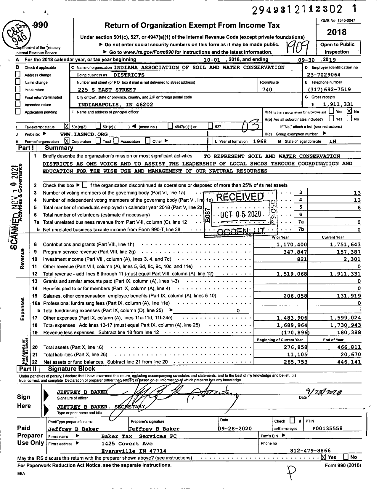 Image of first page of 2018 Form 990 for Districts