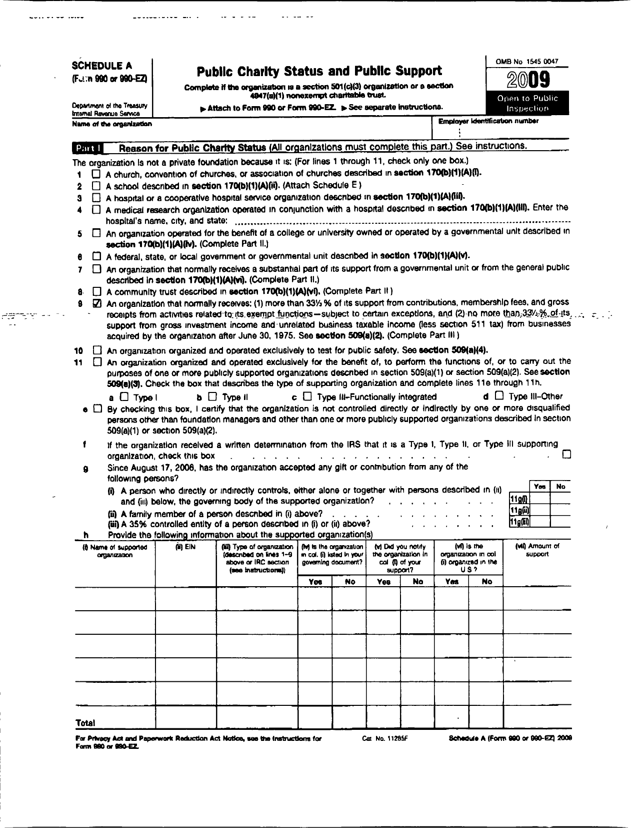 Image of first page of 2009 Form 990EOR for Timonium Elementary School PTA