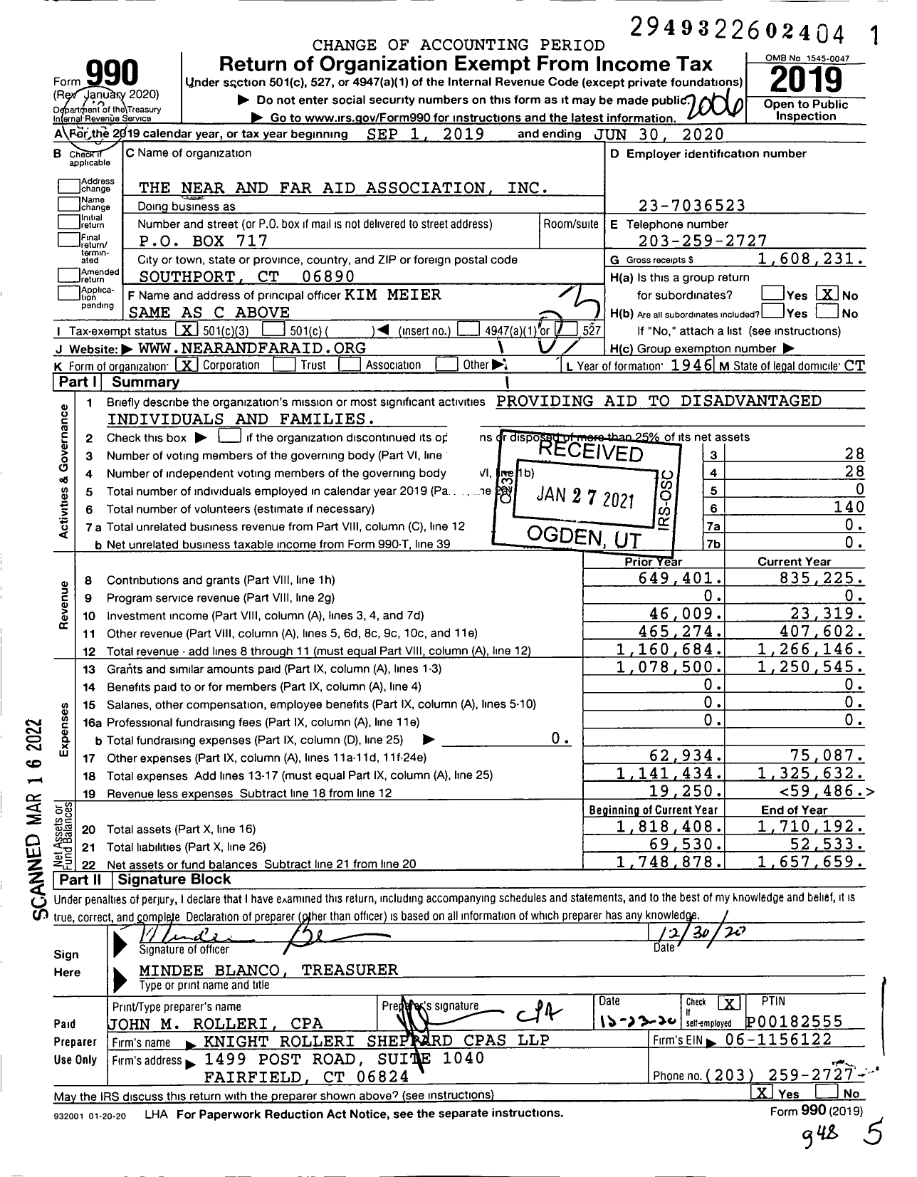 Image of first page of 2019 Form 990 for The Near and Far Association