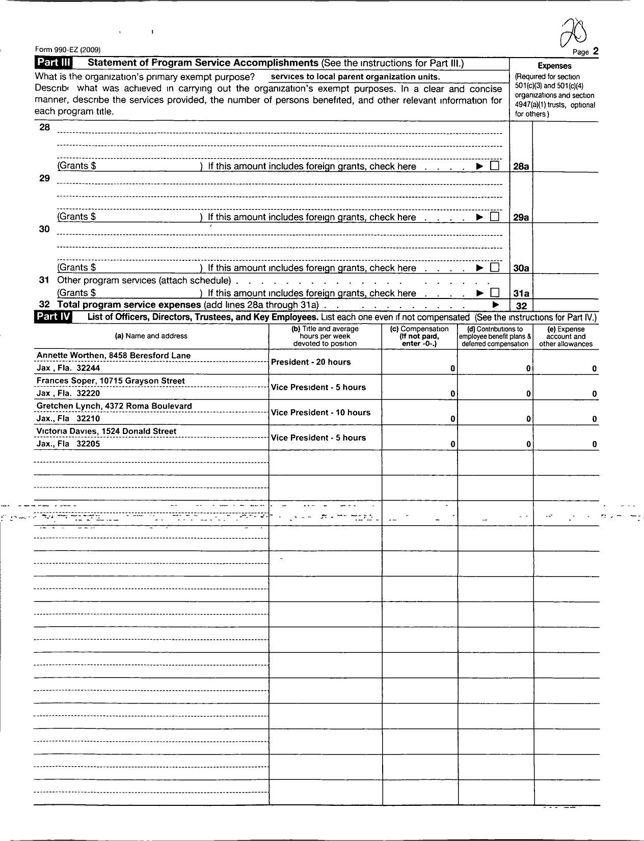 Image of first page of 2009 Form 990ER for PTA Florida Congress - Duval County Council of Ptas