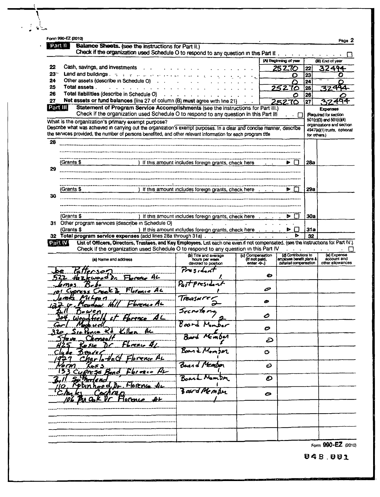 Image of first page of 2010 Form 990EOR for National Exchange Club - 1017 Florence Alabama