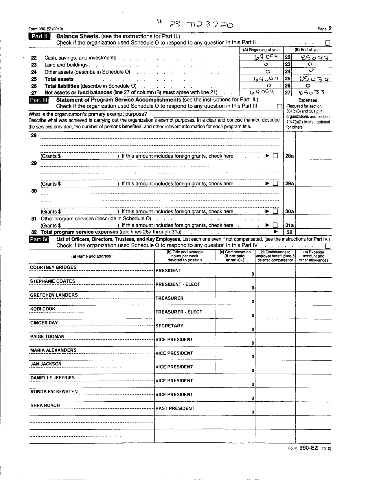 Image of first page of 2010 Form 990ER for PTA Oklahoma Congress / Eliot