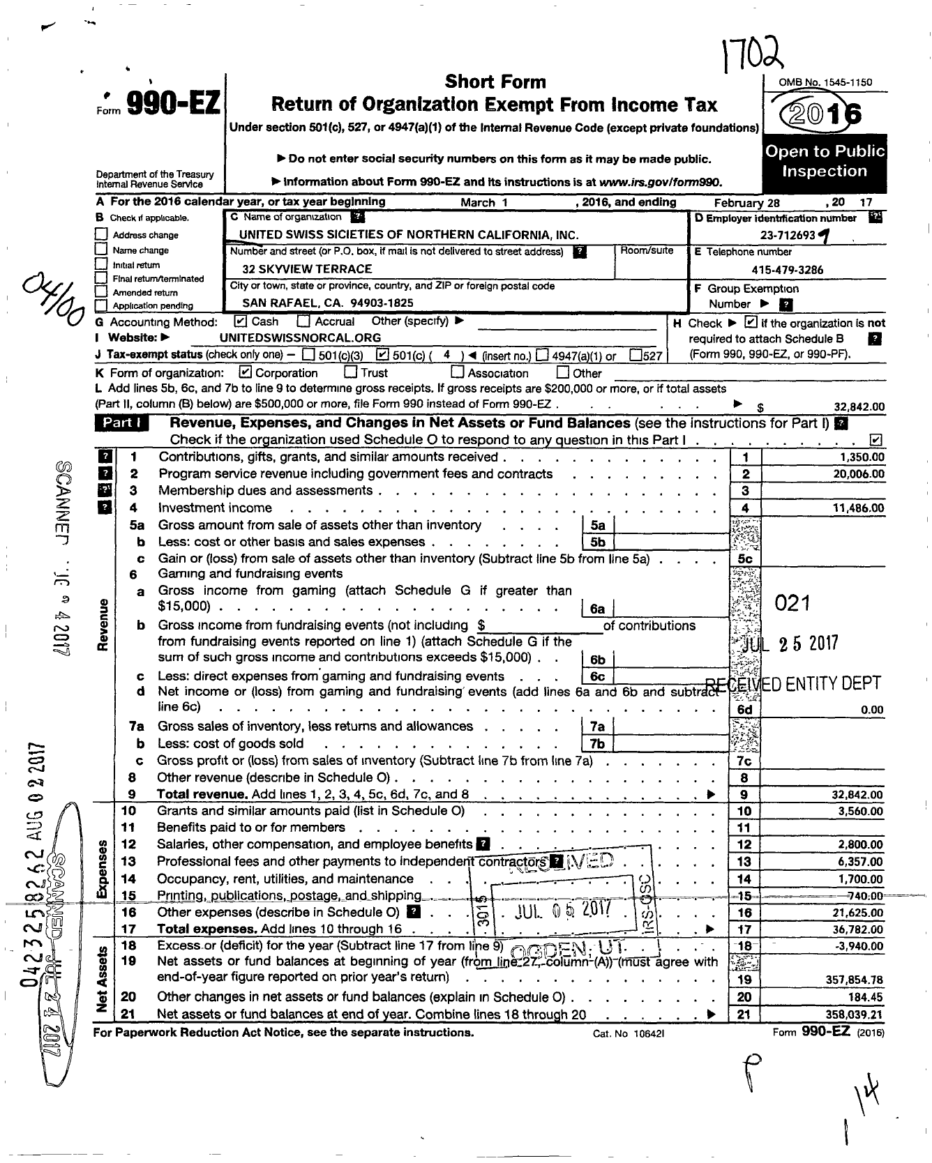 Image of first page of 2016 Form 990EO for The Ratcliffe Foundation