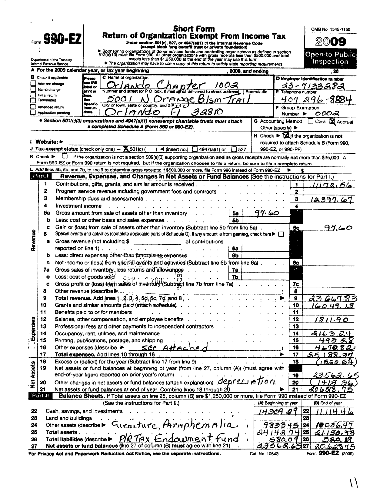 Image of first page of 2009 Form 990EO for Loyal Order of Moose - 1002