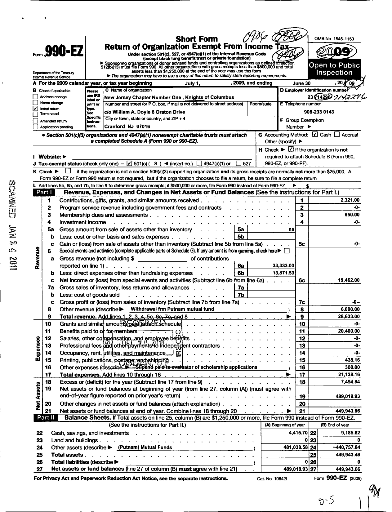 Image of first page of 2008 Form 990EO for Knights of Columbus - Knights of Columbus