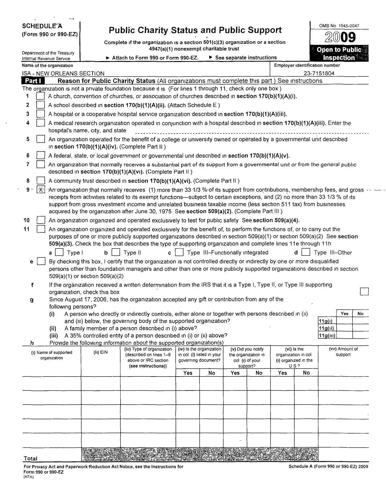 Image of first page of 2009 Form 990ER for International Society of Automation / New Orleans