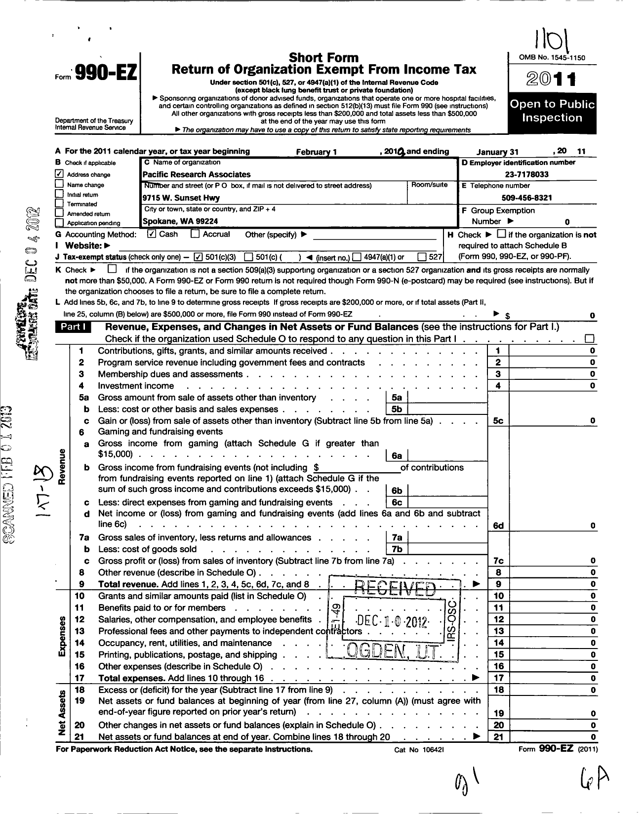 Image of first page of 2010 Form 990EZ for Columbia Fire and Iron