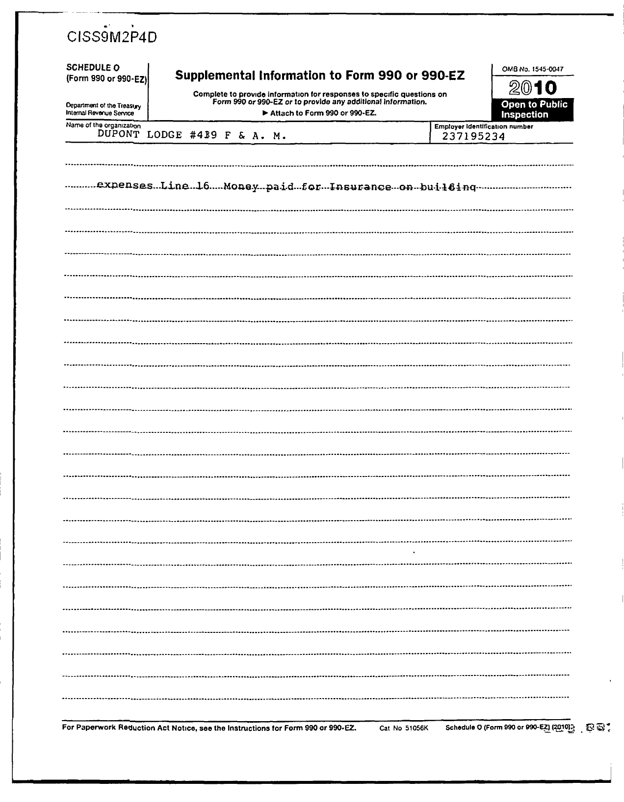 Image of first page of 2010 Form 990OR for Free & Accepted Masons of Indiana - 419 Dupont