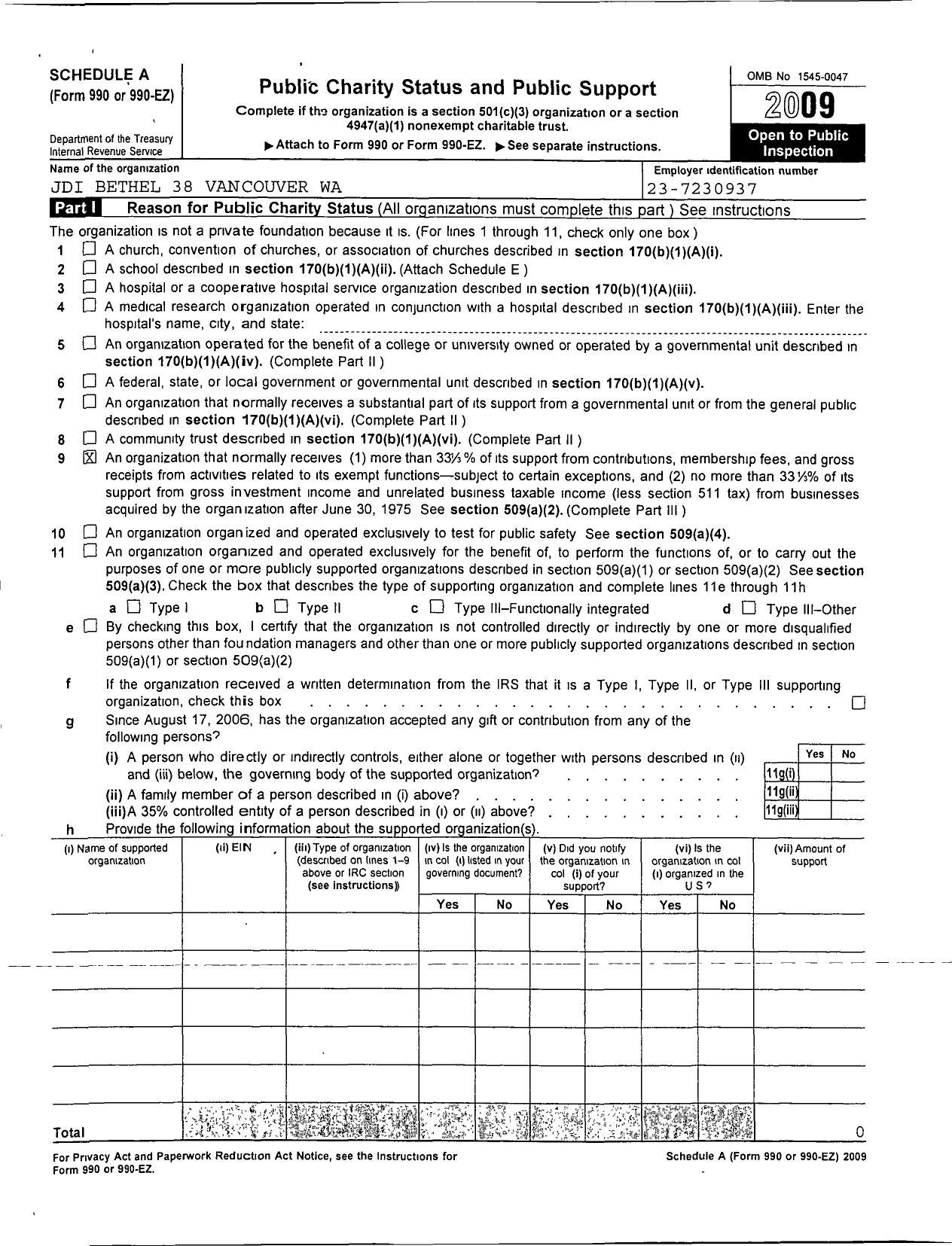 Image of first page of 2009 Form 990ER for Jobs Daughters International - 38 Bethel