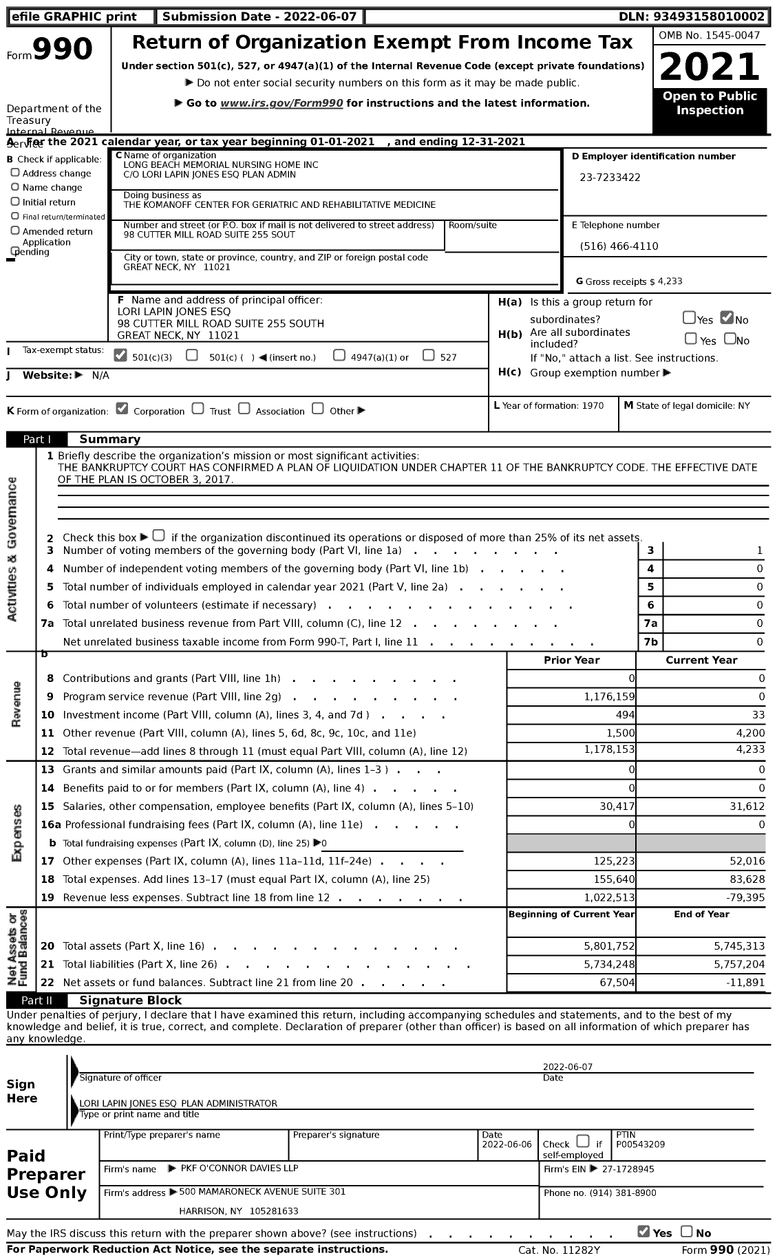 Image of first page of 2021 Form 990 for The Komanoff Center for Geriatric and Rehabilitative Medicine