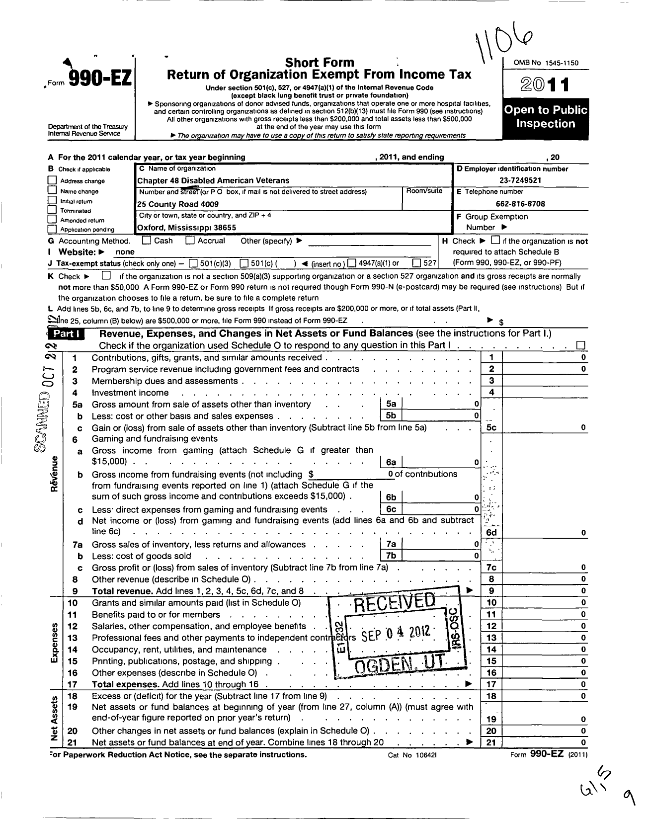 Image of first page of 2010 Form 990EO for Disabled American Veterans