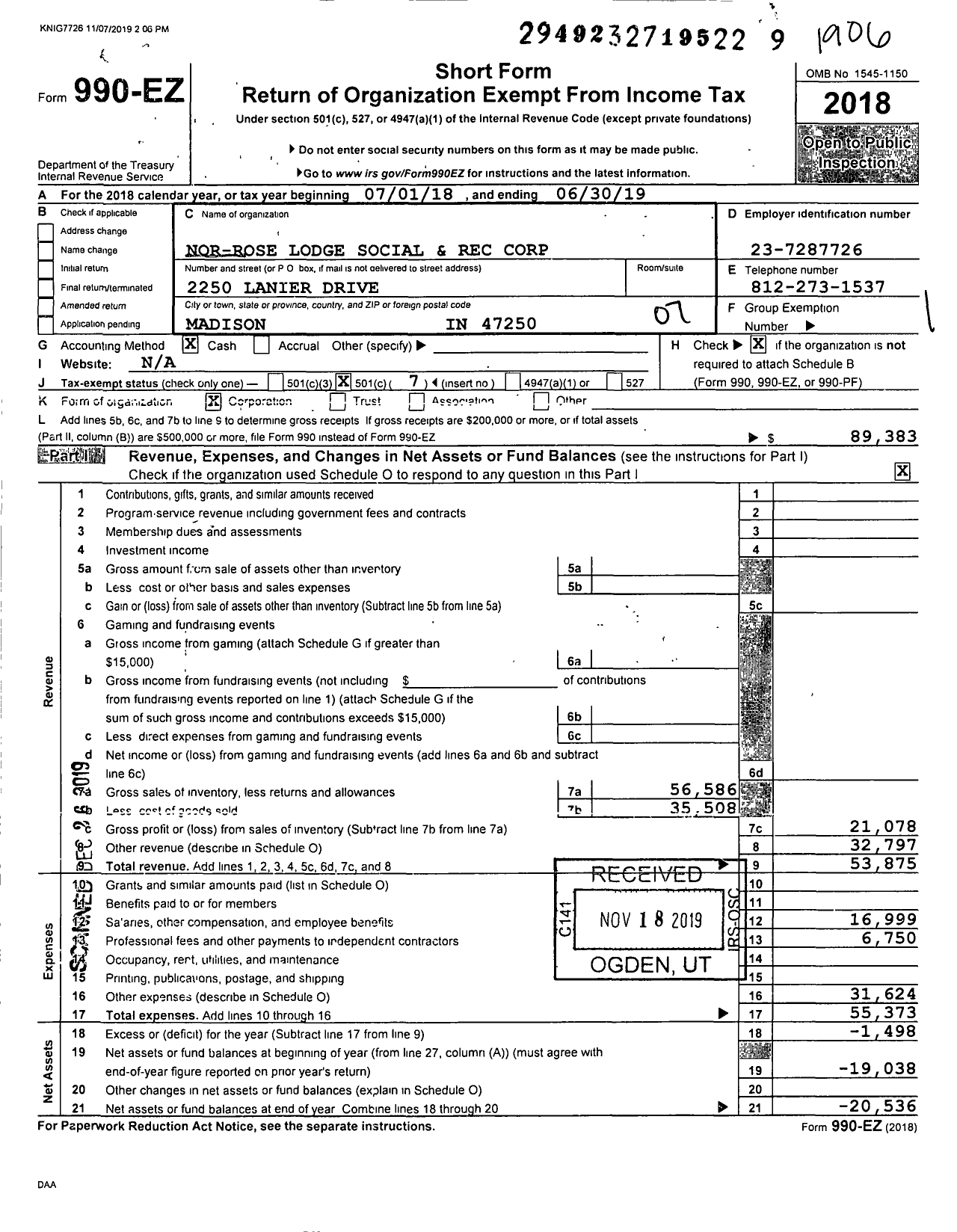 Image of first page of 2018 Form 990EO for Knights of Columbus 934 - Social